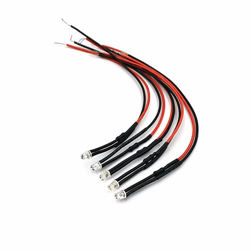 10 pezzi 5mm Lampadine a Diodi LED Pre-Cablati Piatti a Angolo Largo Ultra Luminosi 3V 5V6V 9V 12V 24V 36V 48V 110V 220V (Colore: Bianco, Dimensione: 5V6V)