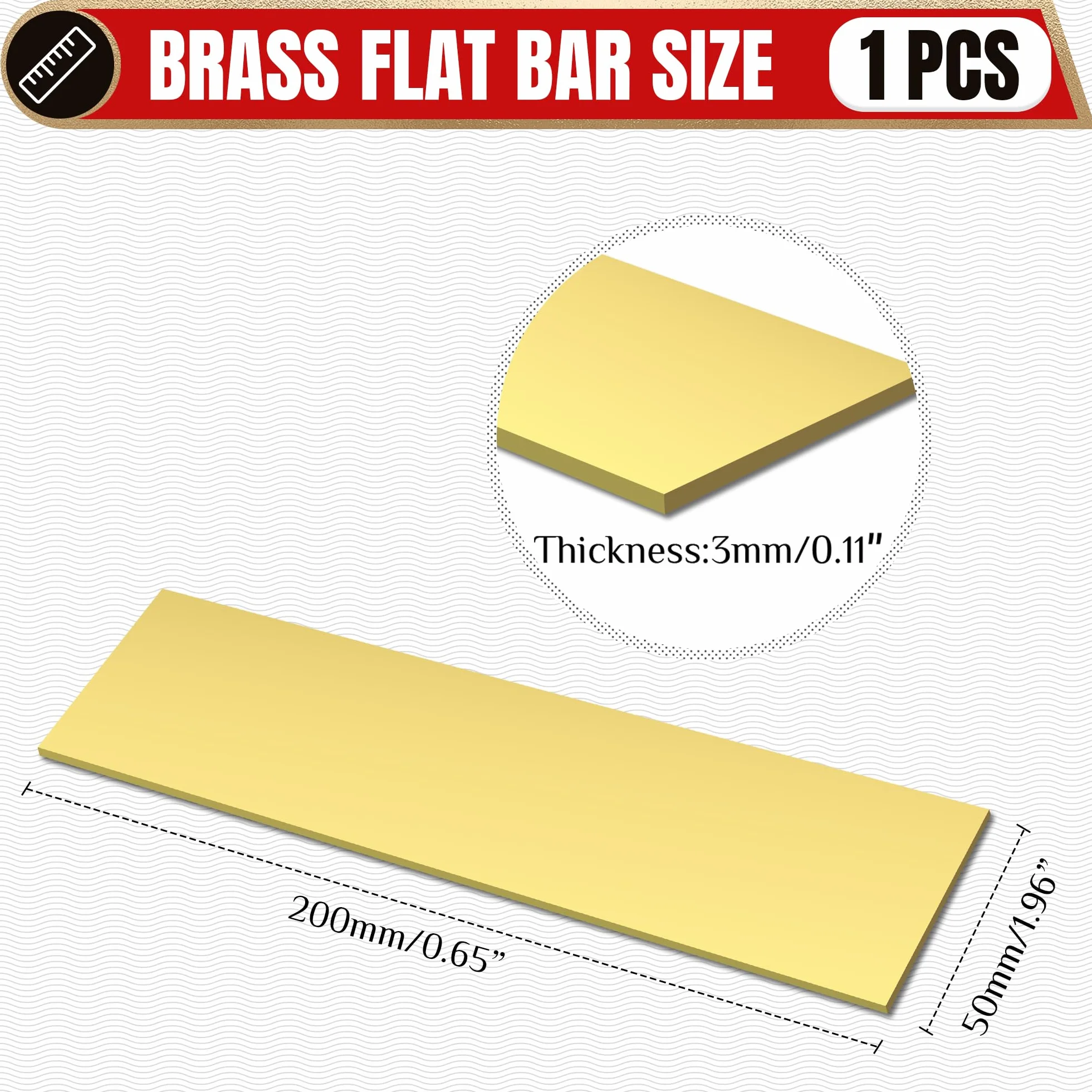 Profilato piatto in ottone Sunkoo 3mm 50mm x 200mm per modellismo fai-da-te