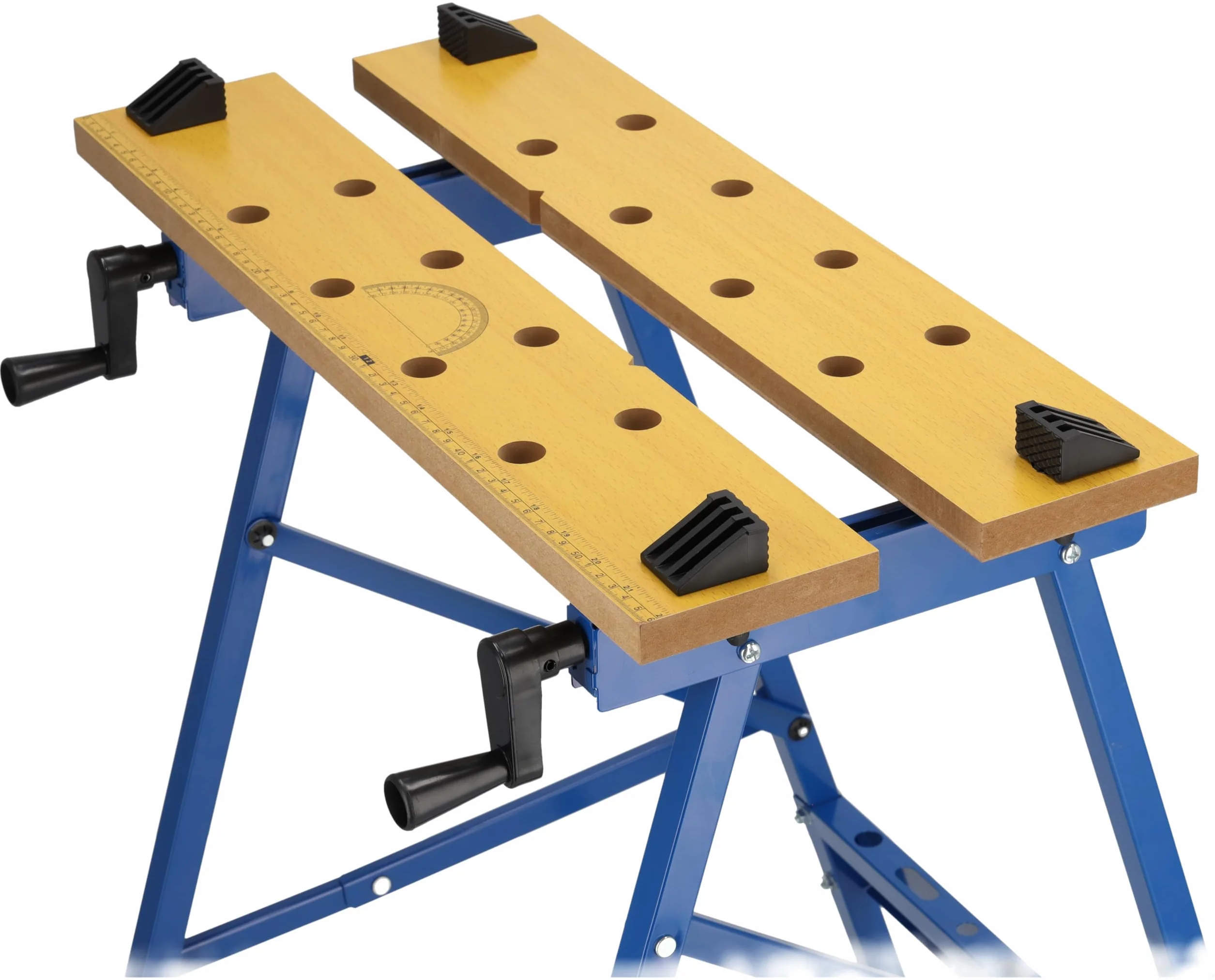 Banco da lavoro Dedra, portata max. 100 kg, grande superficie di lavoro stampata, scala e indicazioni angolari, pieghevole, versatile, regolabile, banco da lavoro con ganasce, tavolo da lavoro