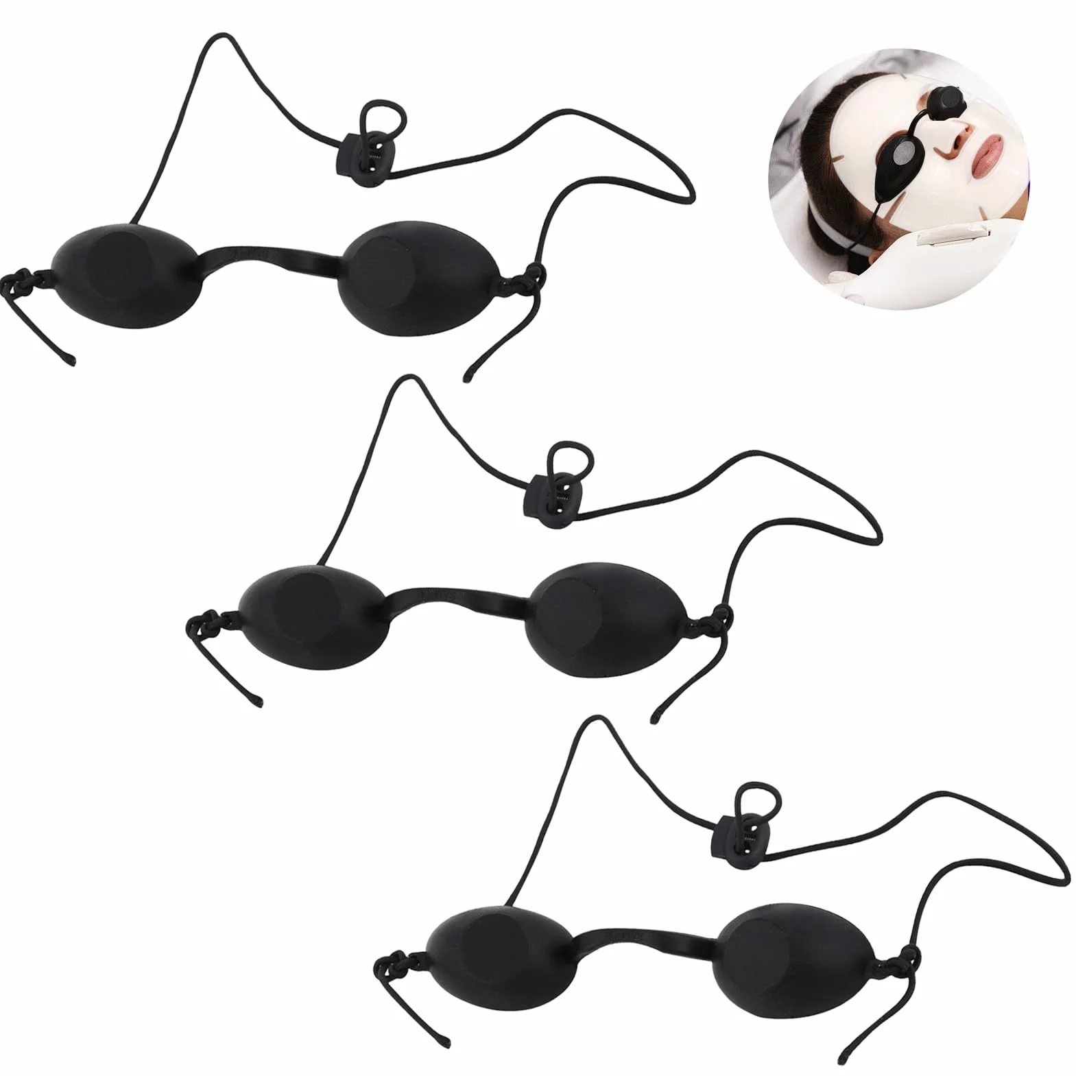 3 Pezzi Occhiali Infrarossi, Occhiali di Protezione Solarium, Occhiali di Protezione UV, Occhialini sole spiaggia, per IPL UV luce Terapia a Infrarossi, Beauty Clinic (Nero)