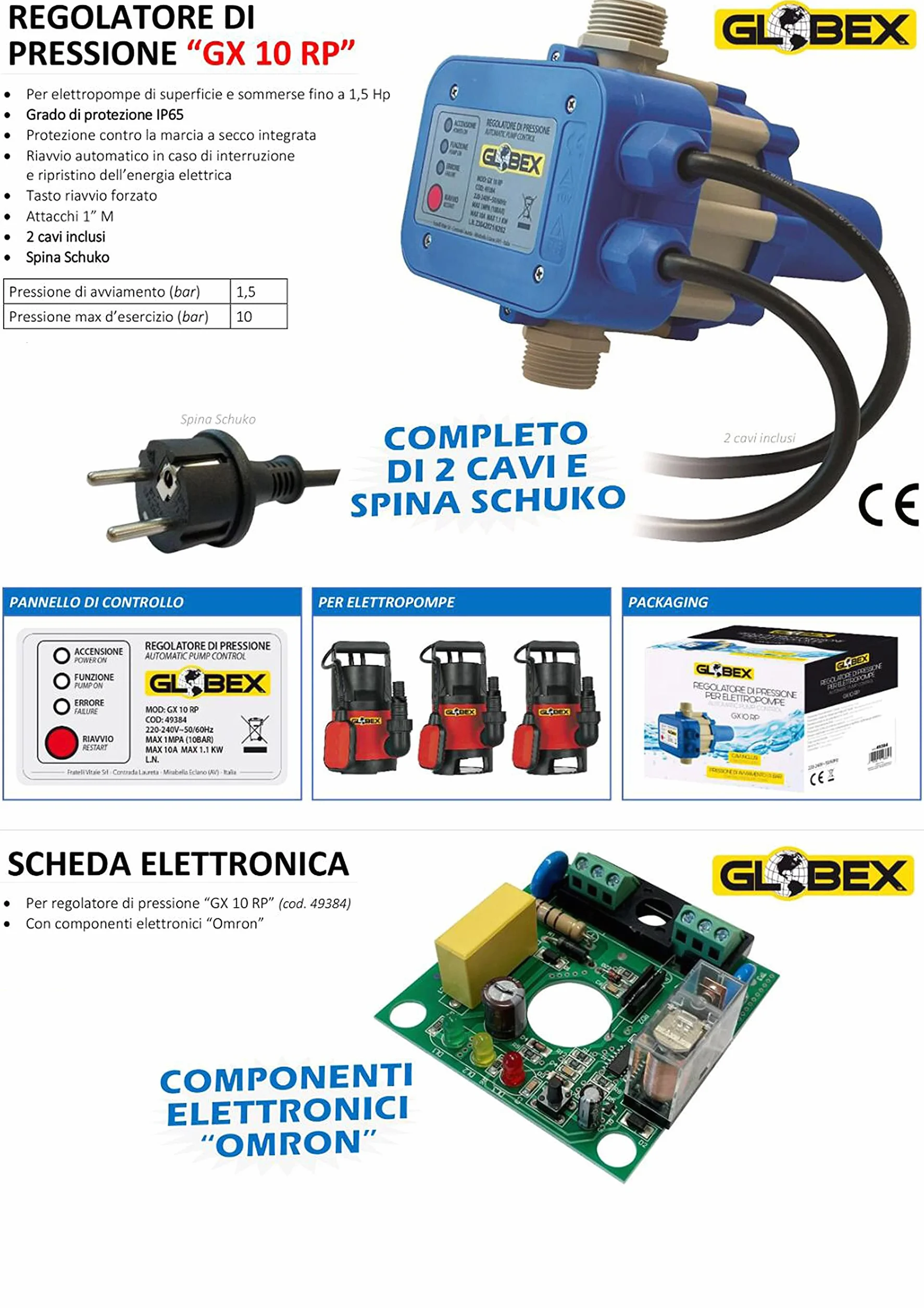 PRESSCONTROL IP65 PRESS CONTROL REGOLATORE PRESSIONE AUTOCLAVE BAR 1,5