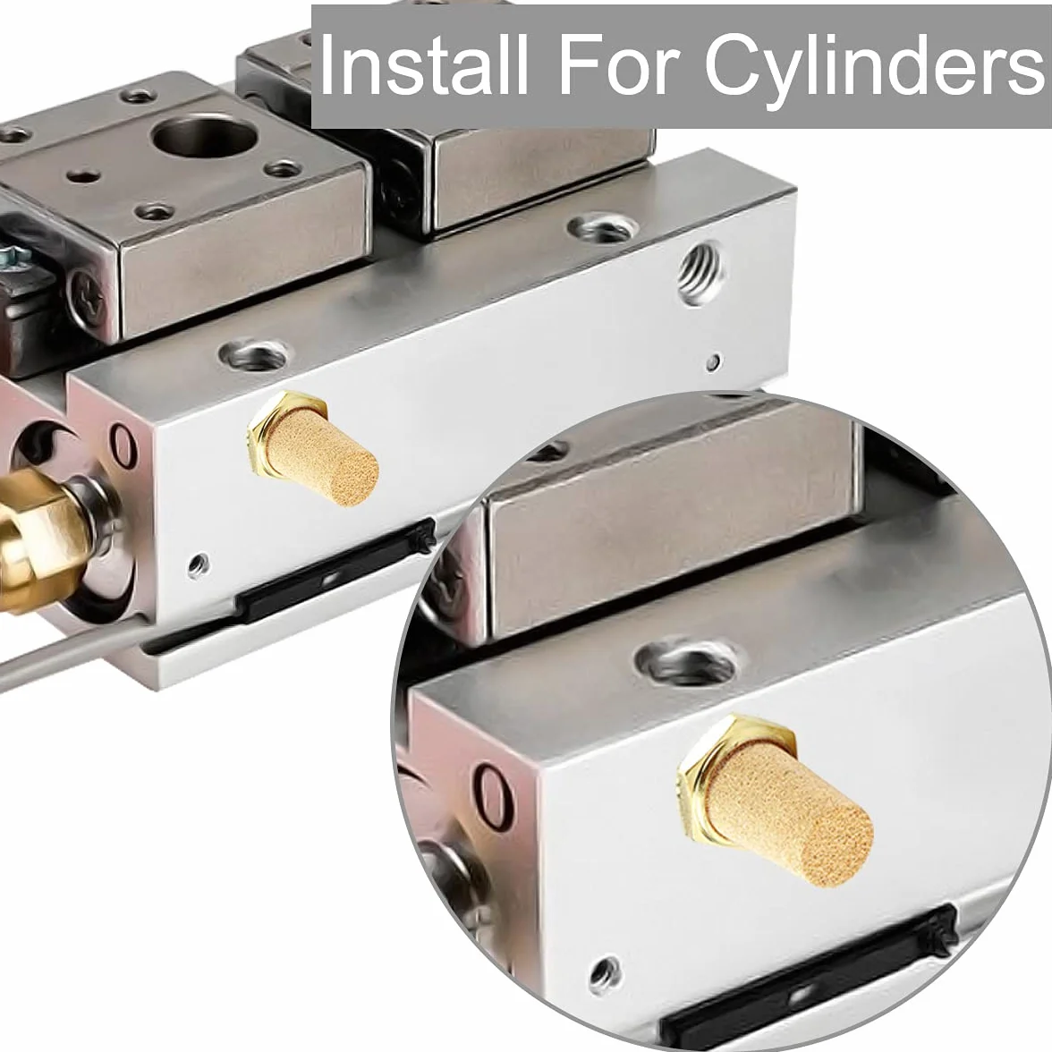 Silenziatore pneumatico in bronzo sinterizzato con filettatura maschio 1/4" esagonale