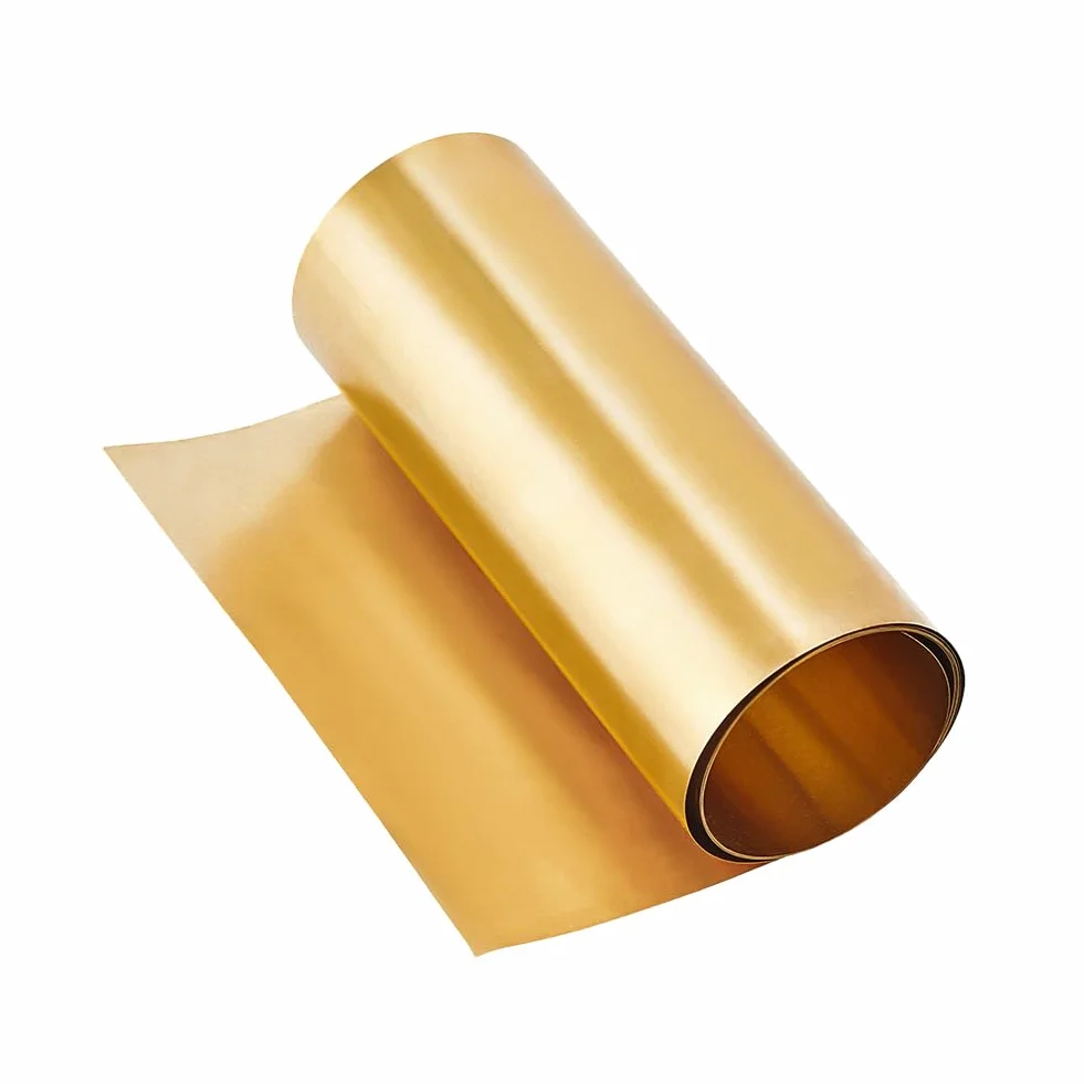 OLYCRAFT Rotolo di Lamiera di Ottone da 1000x100x0.03mm Rotolo di Lamina di Ottone Rotolo di Lamiera di Ottone Striscia di Metallo in Ottone Piastra di Lamina di Metallo Colore Oro Rotolo di Ottone