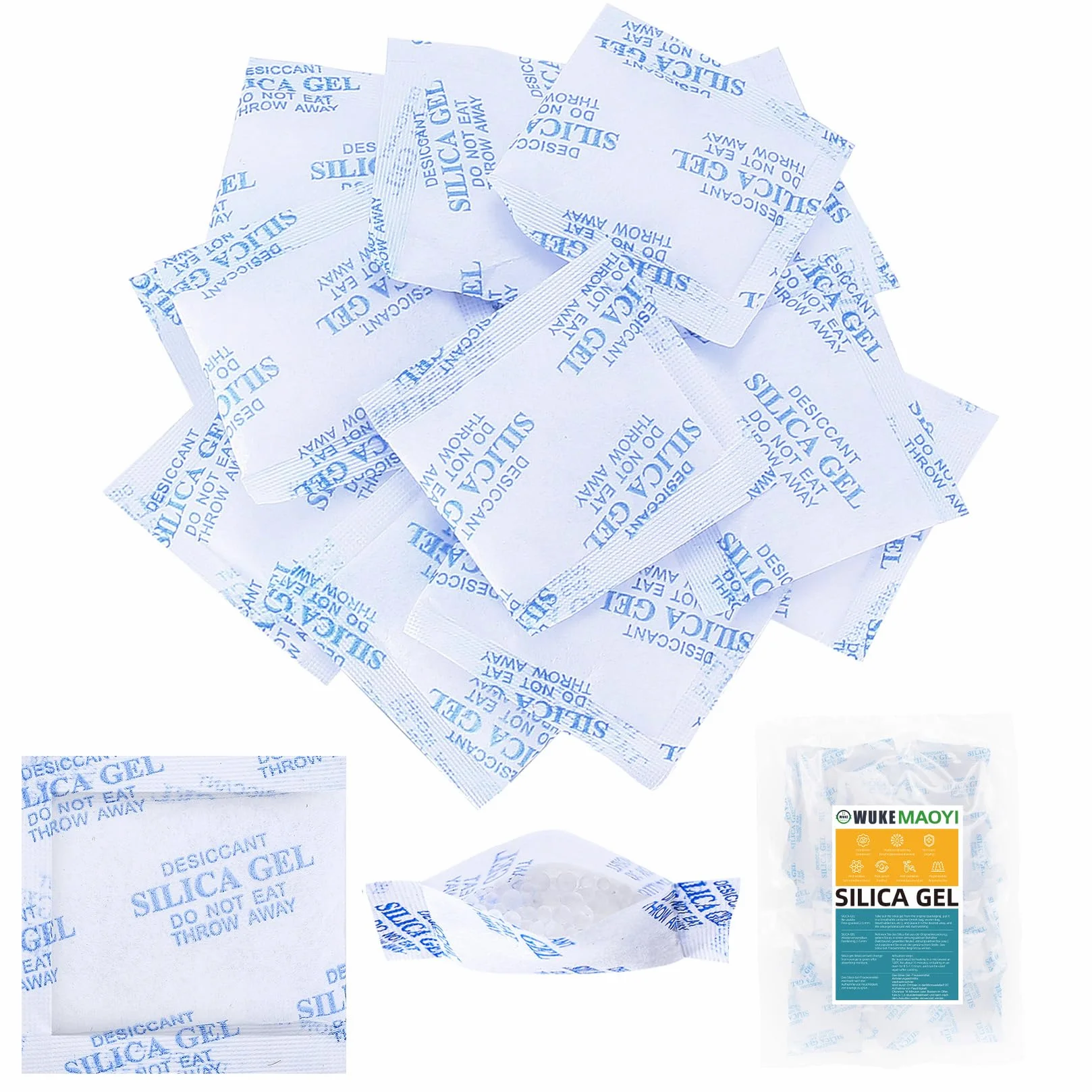 Bustine di Gel di Silice 10g per Umidità, Sacchetti Essiccante Assorbitore Deumidificatore per Armadi Scarpe