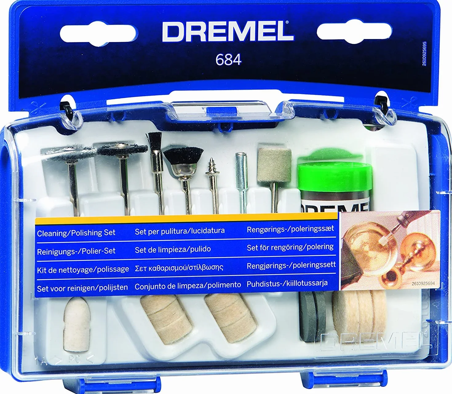Dremel 684 Kit di pulizia e lucidatura, set accessori per multiutensili rotativi