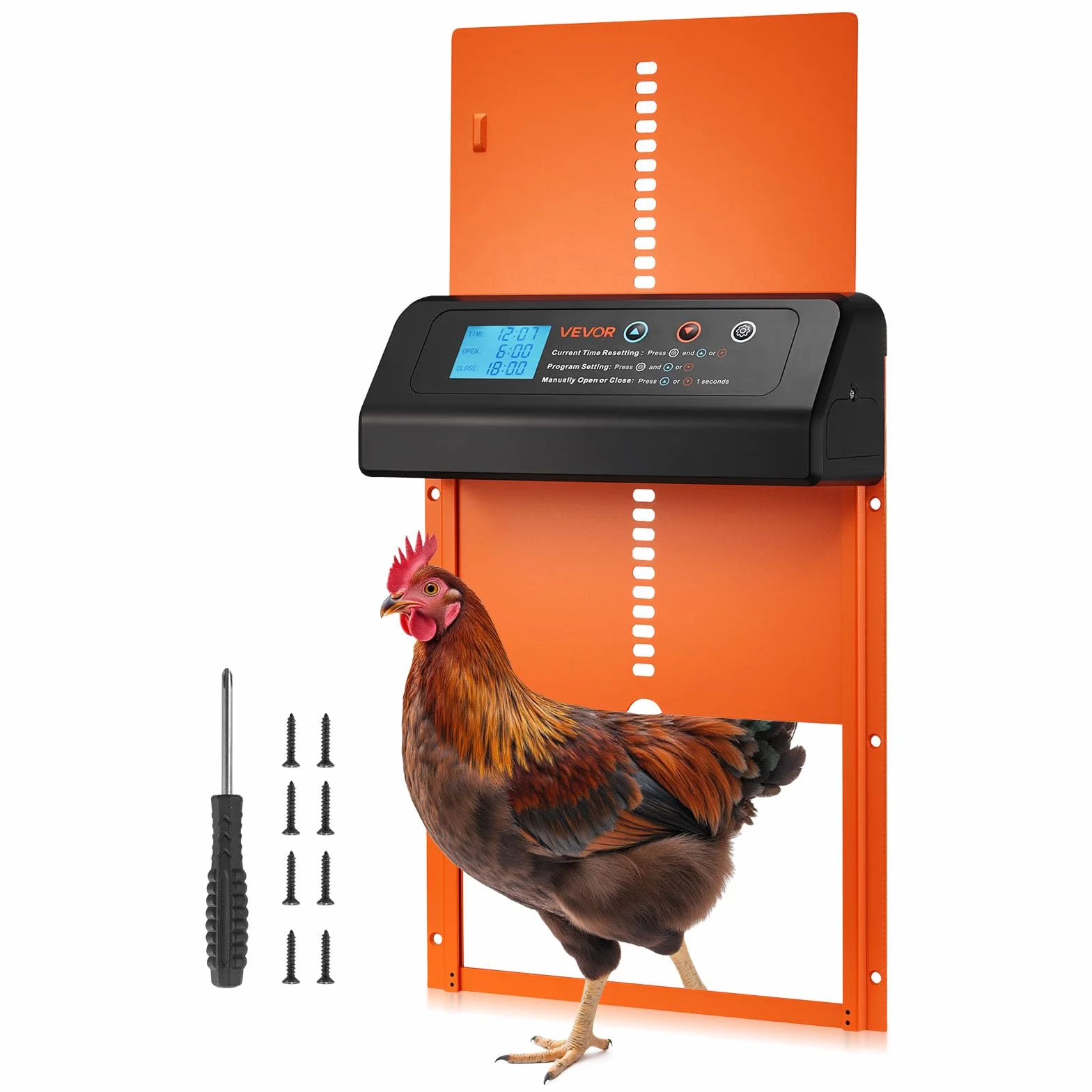 VEVOR Automatica Porta Pollaio Apriporta in Lega Alluminio Impermeabile Timer Antipizzicamento