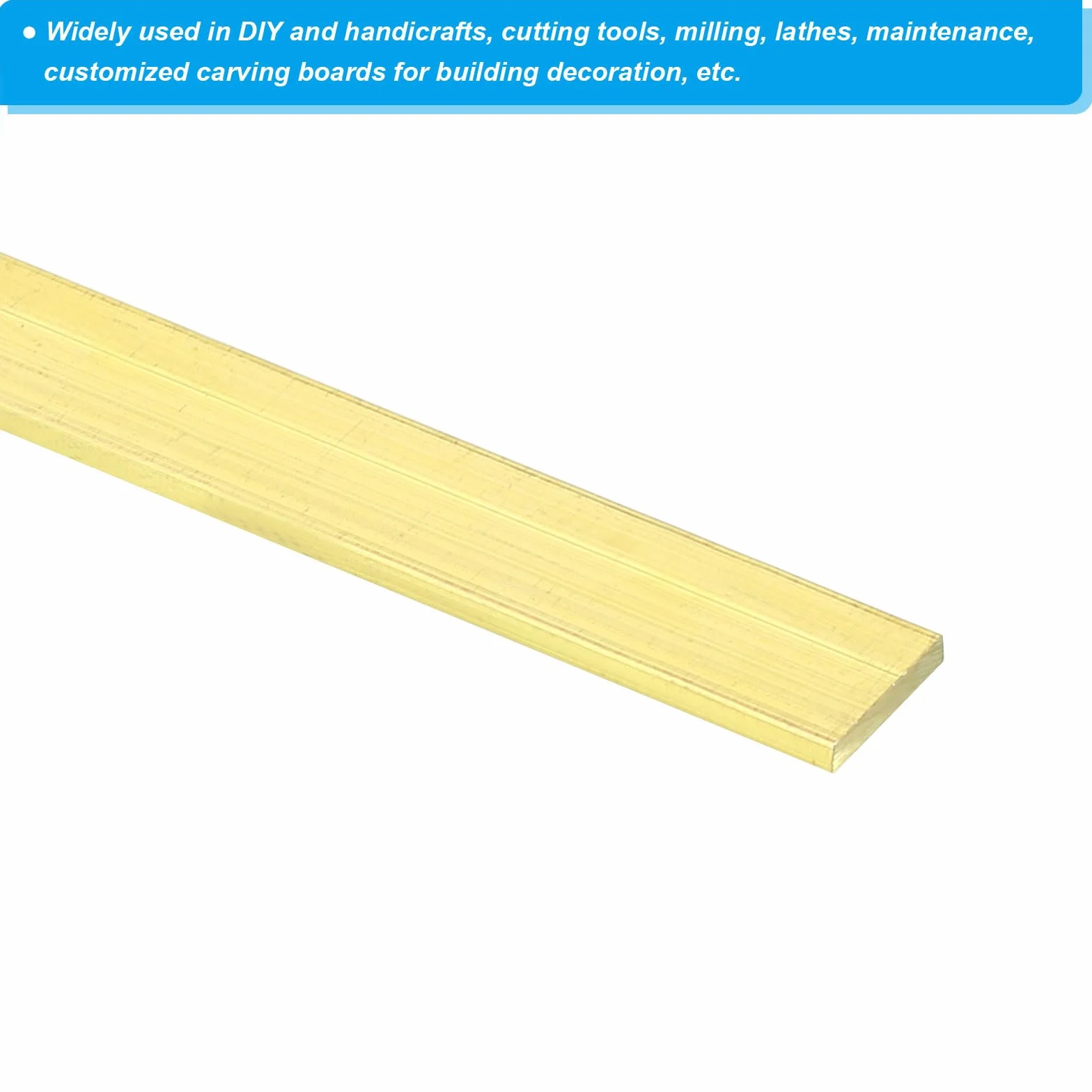 PATIKIL Barra Quadrata in Ottone H59, 0,08x0,39", Lunghezza 11,81", Stock Piatto Solido per Artigianato Manutenzione Decorazione Elettrica e Architettonica, Ottone