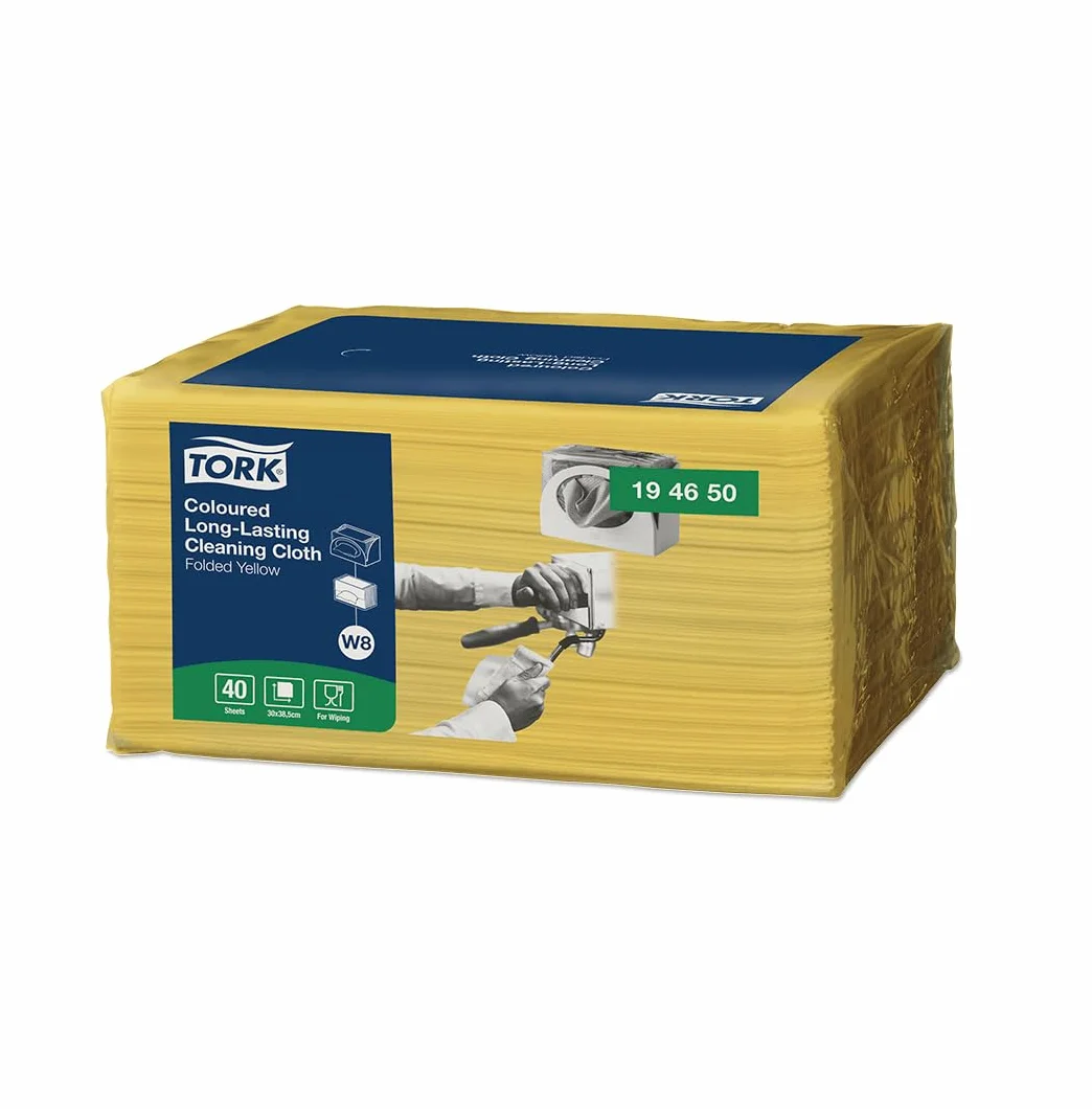 Tork 194650 Panno per pulizia colorato a lunga durata giallo Premium, compatibile con il sistema W8 (dispenser per panni piccolo), monovelo, 8 conf. x 40 panni (320 pz)
