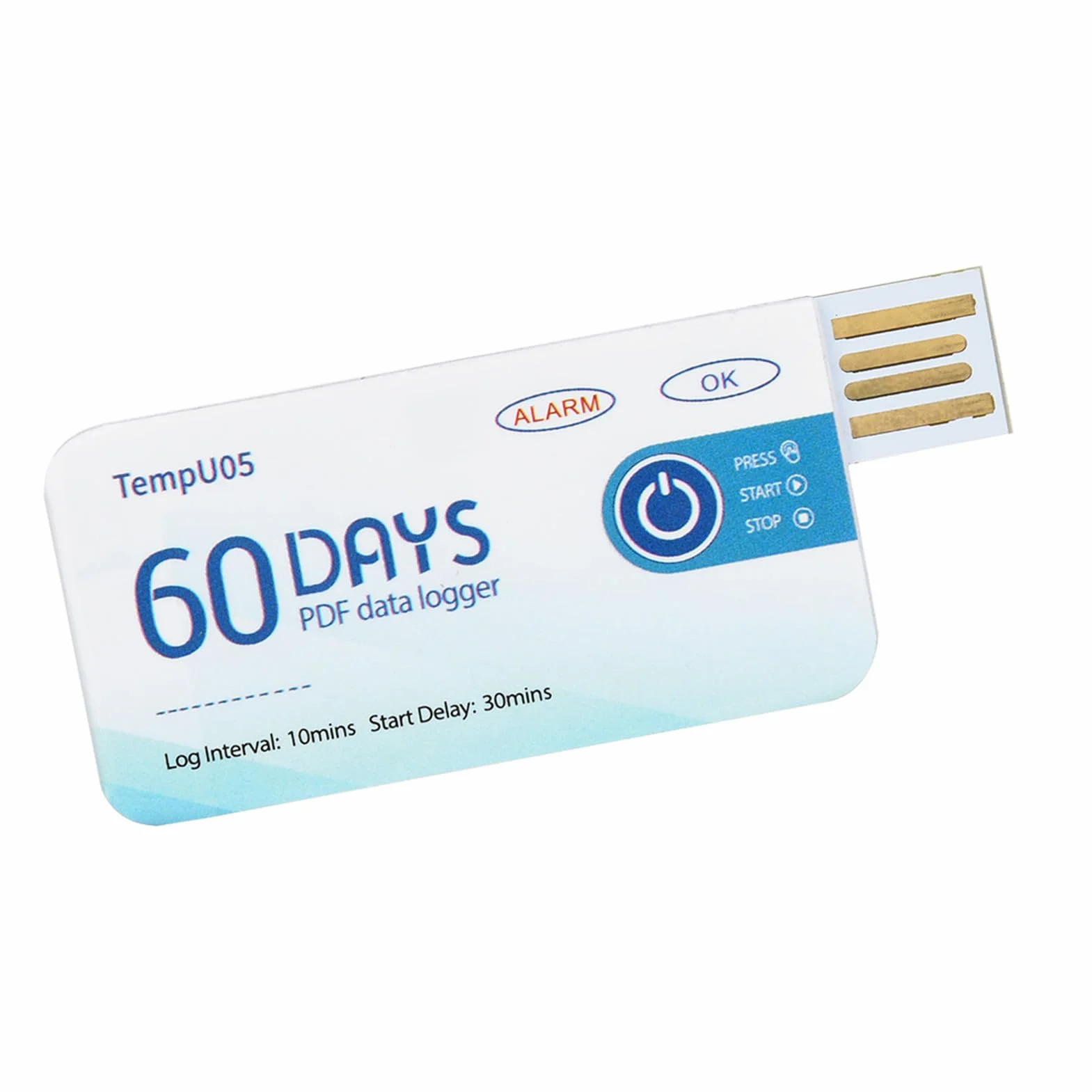 TempU05 Registratore di Temperatura USB Monouso con Report PDF Alta Precisione 67x28mm