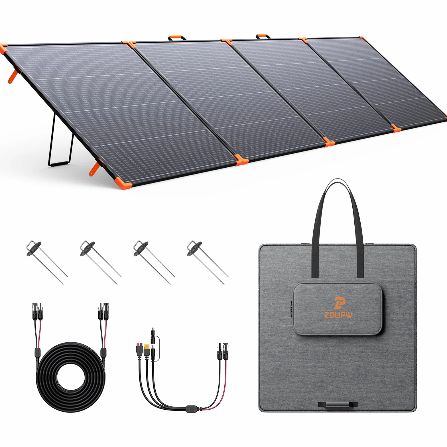 ZOUPW Pannello solare bifacciale portatile da 480 W, caricatore solare pieghevole tipo N 16BB con diodi bypass per EcoFlow Delta Bluetti Elite 100 Anker C1000, IP68 impermeabile 42,5 V ad alta