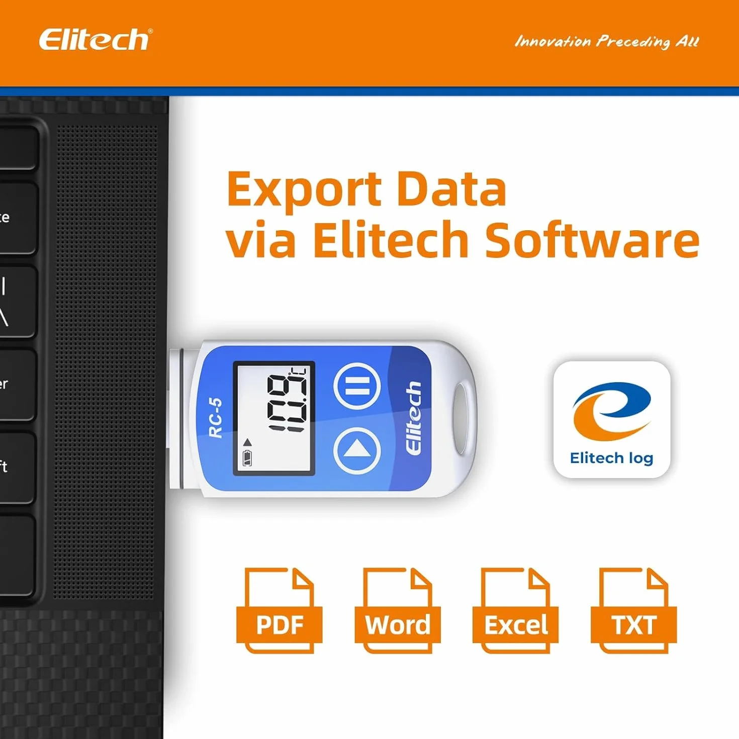 Elitech RC-5 Rilevatore di Temperatura Data Logger USB con Display LCD 32000 Punti -30°C a +70°C