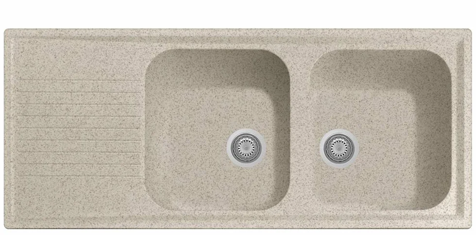 Lavello composito cucina Plados a due vasche più scolapiatti PL1162 (Avena)