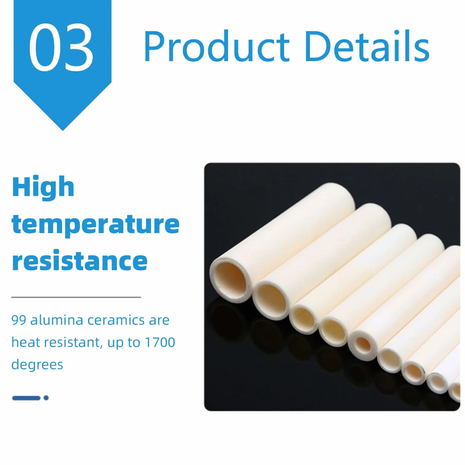 Tubo in Ceramica di Allumina Isolante Singolo Piccolo Diametro Interno 3mm OD 6mm Set da 10 Pezzi