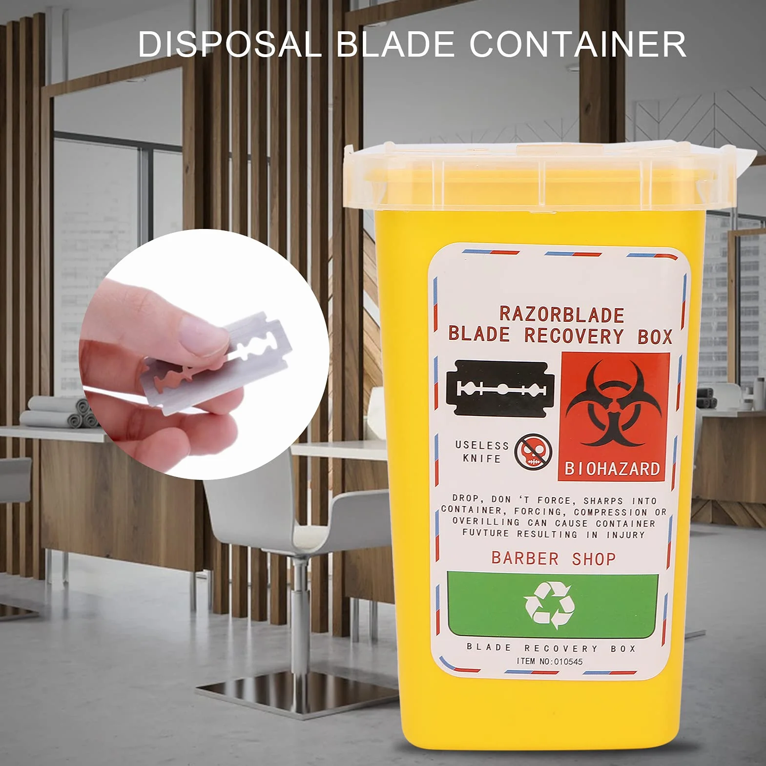 Contenitore smaltimento lame barba plastica dura giallo