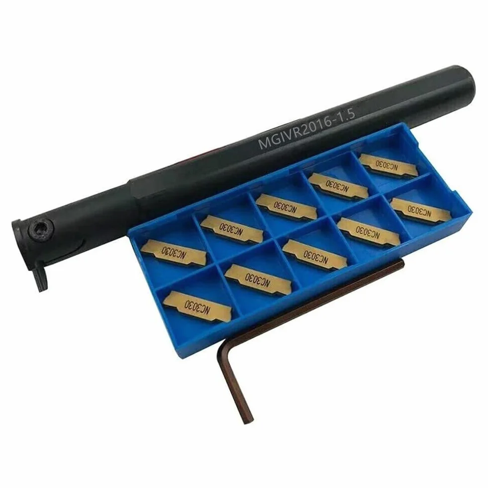 MGIVR2016-1.5 - Supporto per scanalatura interna CNC + 10 inserti in metallo duro MGMN150-G + 1 chiave inglese