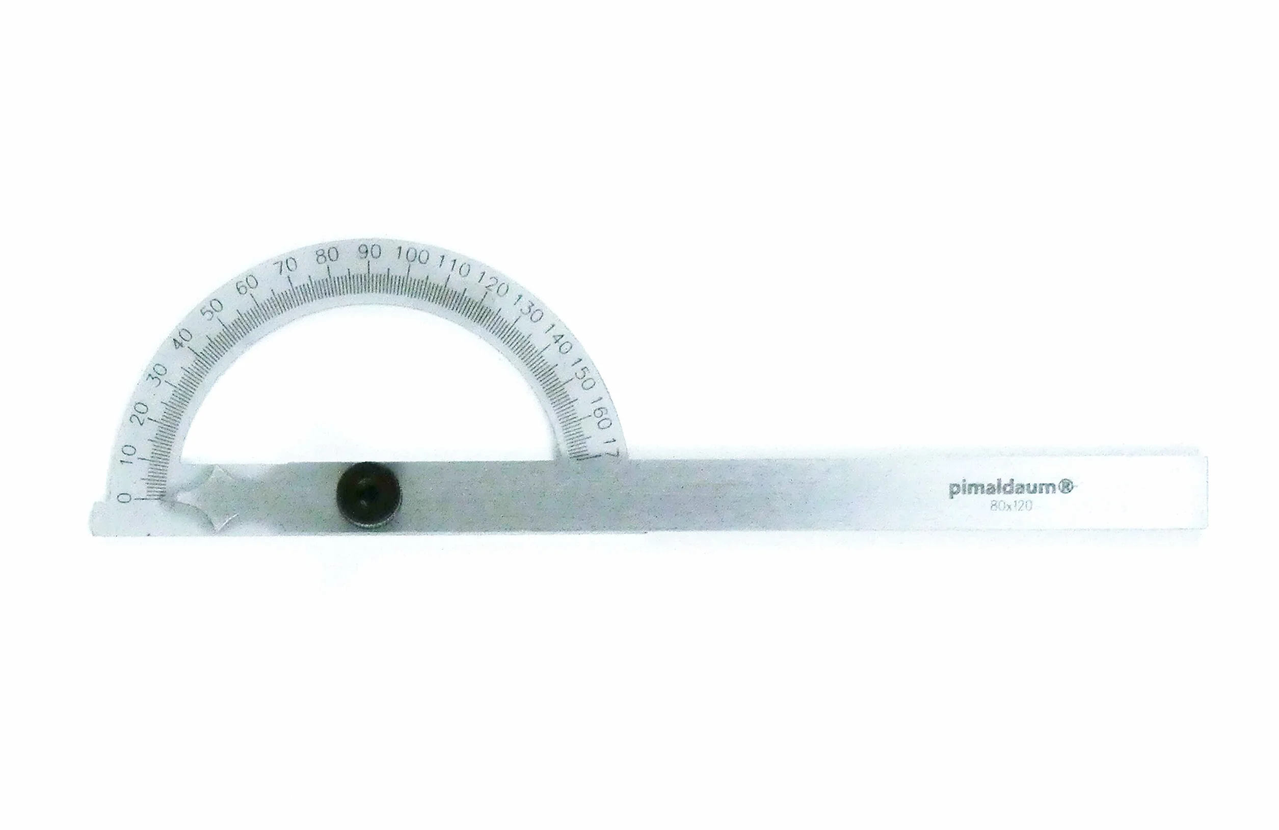 Goniometro angolare 0–180° professionale | Misuratore di angoli con righello regolabile | Strumento di precisione per misurare e tracciare angoli | 1 pezzo, varie m (80 * 120 mm)