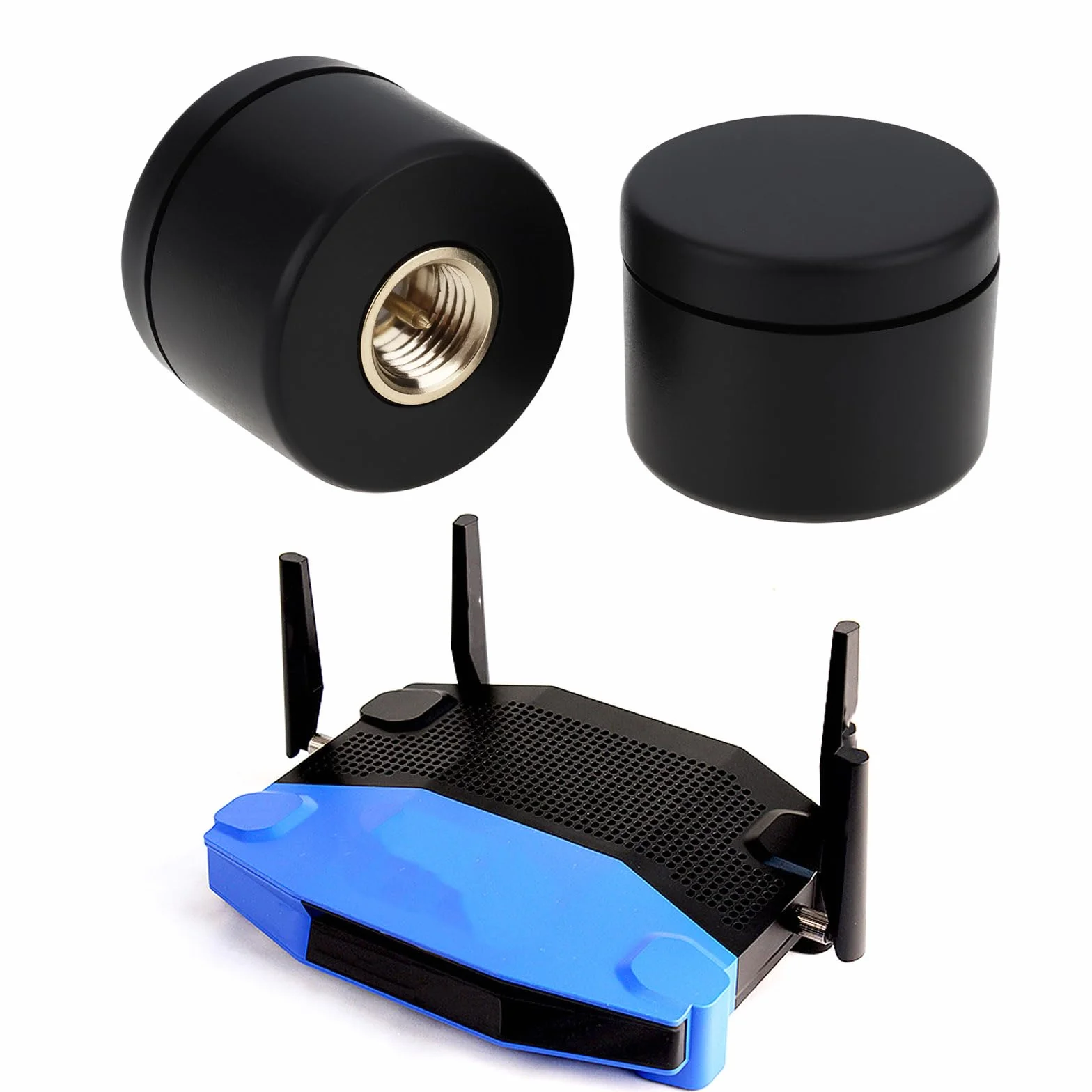 ECSiNG 4 Pezzi SMA Mini Antenna 14x18mm 2.4GHz 3dBi 50W Compatibile Con D-Link Nero