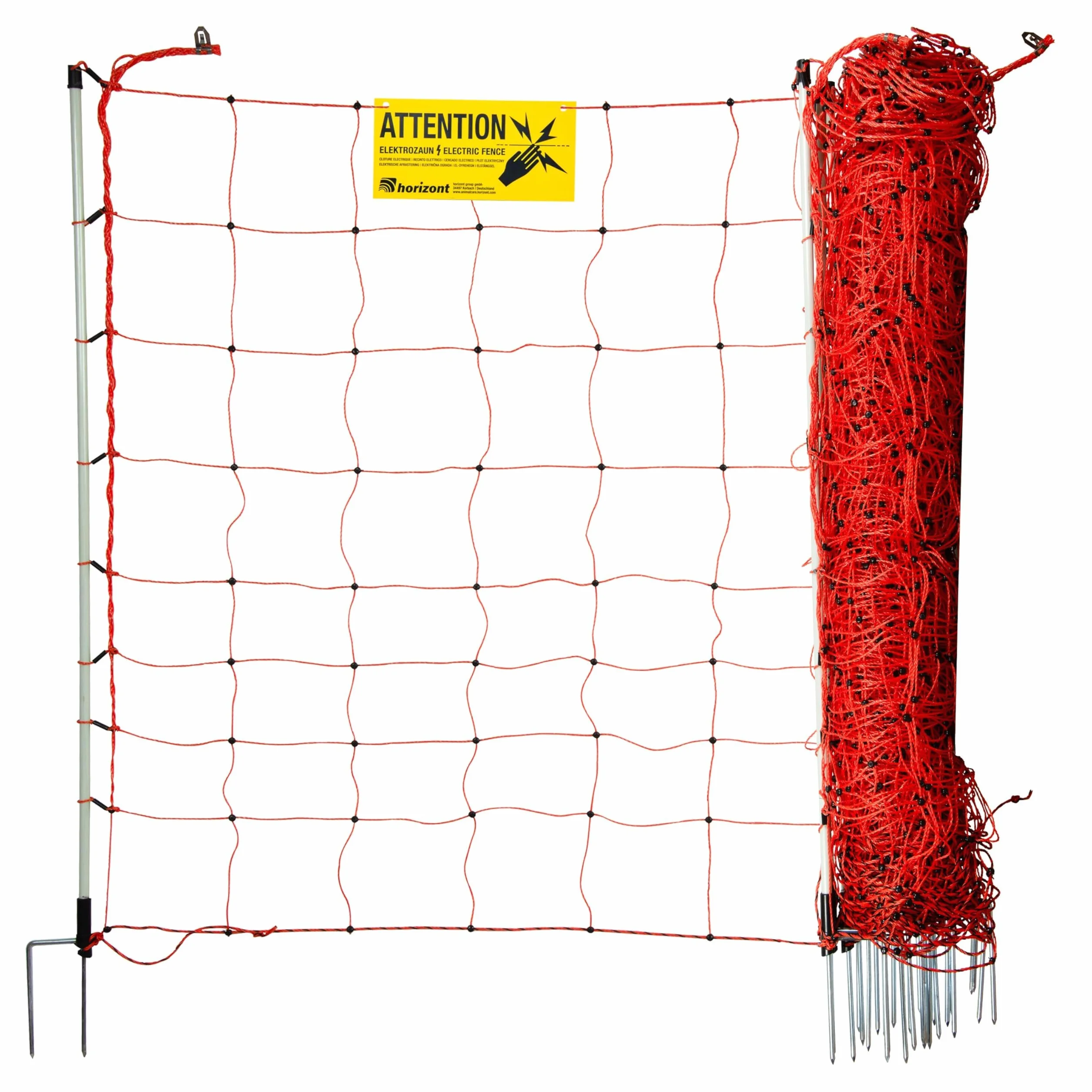 horizont Recinzione di pecora, 50 m, strongline 105 cm di altezza - 14 pali in fibra di vetro con doppia punta - Recinzione elettrica - arancione - recinzione elettrica per pecore e capre - recinzione