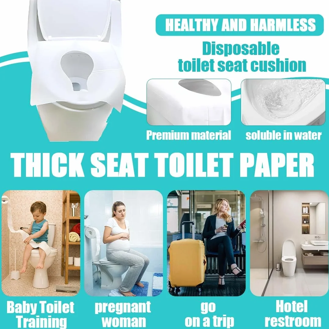 Copriwater 40 Pezzi Coprisedili WC Bianchi Biodegradabili Protezione Igienica Viaggi Bagni Pubblici