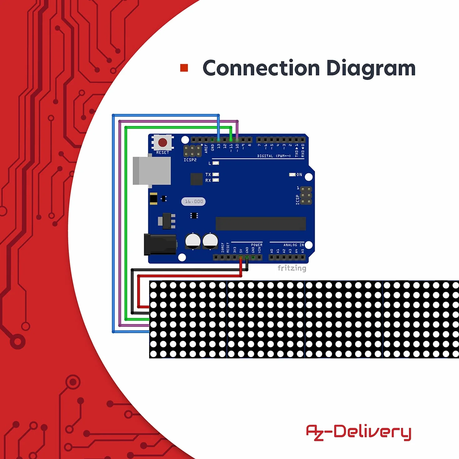 AZDelivery AZ-MAX7219 8x32 4 in 1 Dot Matrix LED Display Modulo Display compatibile con Arduino incluso un E-Book!
