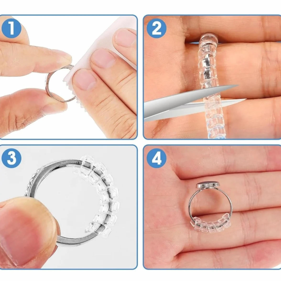 Riduttore Dimensione Anello, 12 Pezzi Invisible Ring Size Adjuster 2 Stili Stringi Anello Invisibile