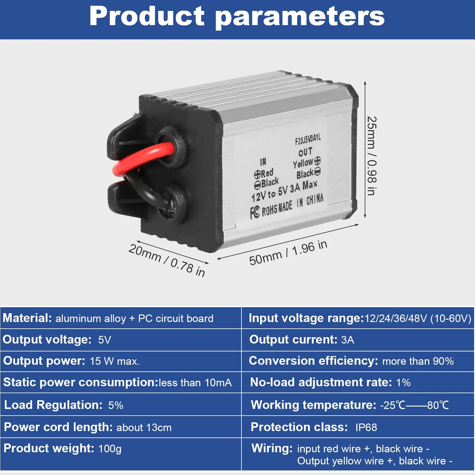 Jadeshay Convertitore di Alimentazione,12V a 5V Convertitore Step Down Regolatore DC DC Buck Convertitore Tensione Impermeabile Convertitore Adattatore Trasformatore per Veicoli e Altri Elettronici
