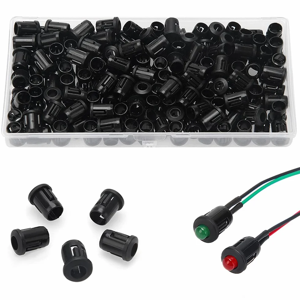 150 Pezzi 5mm Supporto in Plastica del Diodo, Clip da Incasso a LED, LED Porta Clip in Plastica, Portalampada Porta Diodo, Supporto a Diodi Shell Clip Bezel Mount, Nero