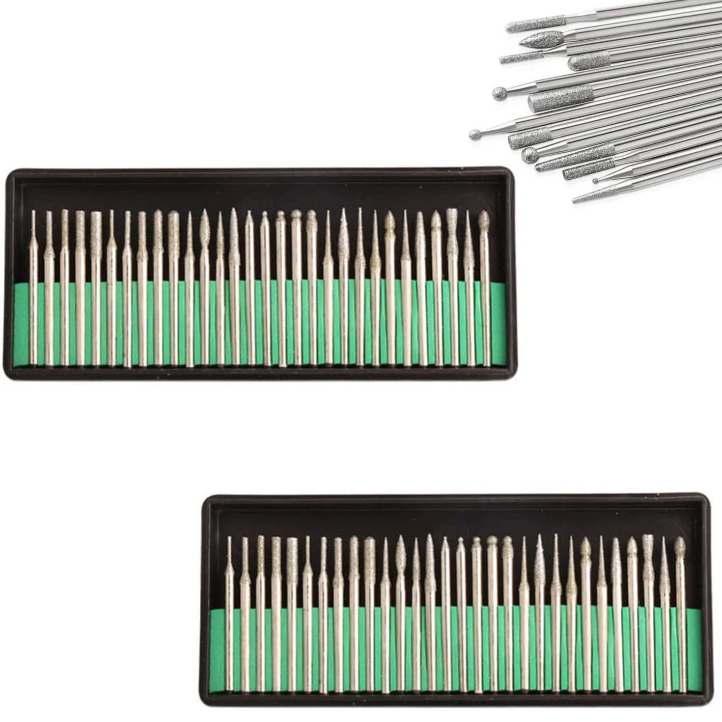60 pezzi Set di punte per trapano diamantate,Testa di Lucidatura con Gambo da 1/8'' (3 mm),Accessorio per Smerigliatura per Incisione,Levigatura,Lucidatura