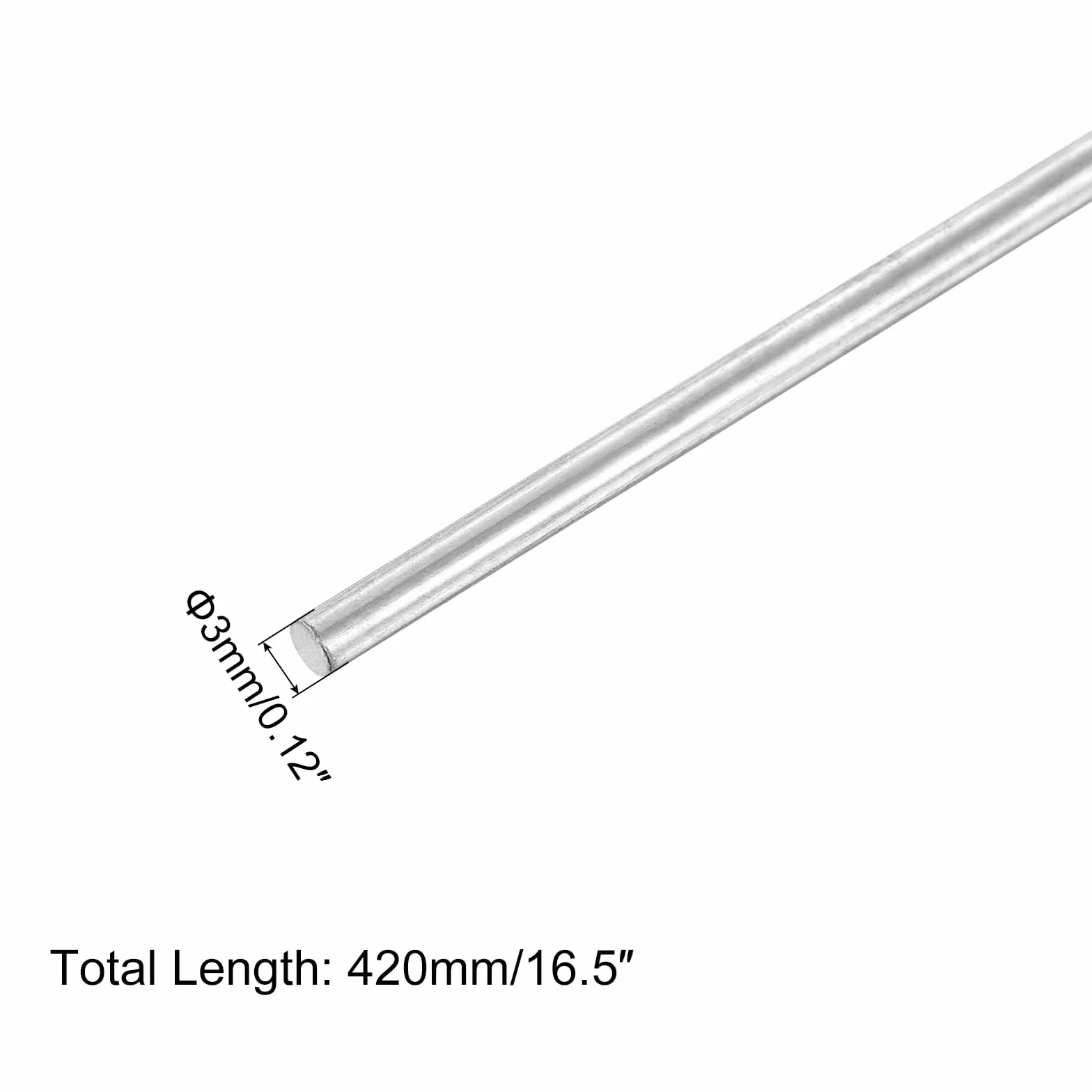 QUARKZMAN Barre Rotondo Acciaio Inossidabile 304 3mm x 420mm Aste INOX Metallo Solido 16Pz