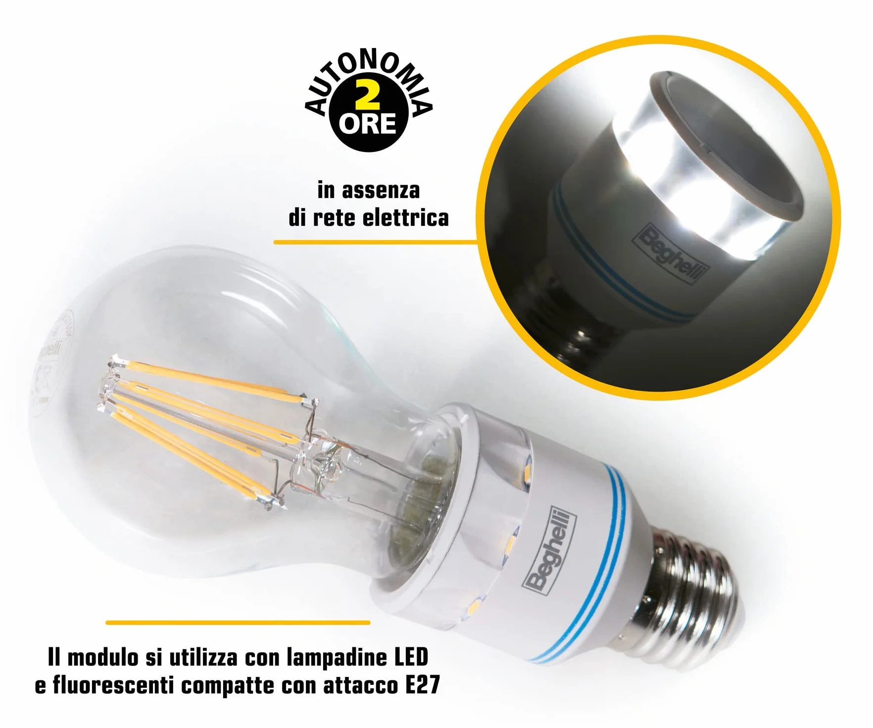 Beghelli 56304 Portalampada Anti Black-Out, Materiale Termoplastico, Bianco