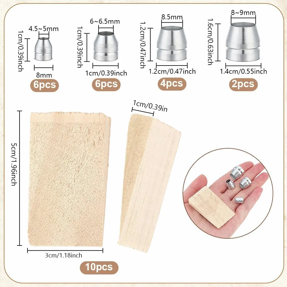 PH PandaHall 28pz Cunei di Sicurezza per Manici Rotondi Legno e Acciaio Inossidabile Kit Sostituzione Manico Ascia Martello