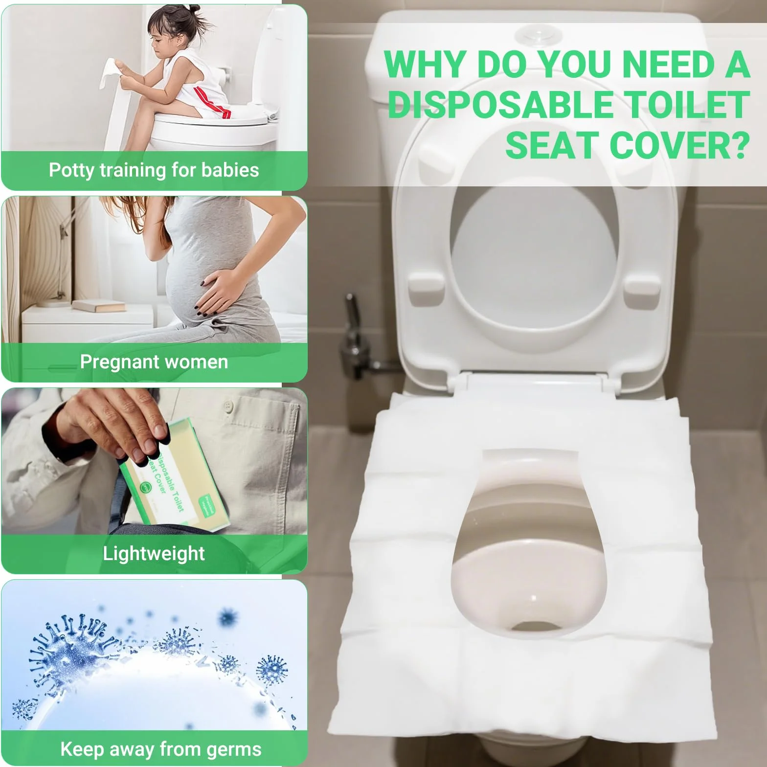 Copri Water WC USA e Getta 60 Pezzi 43x35,5 cm per Viaggi