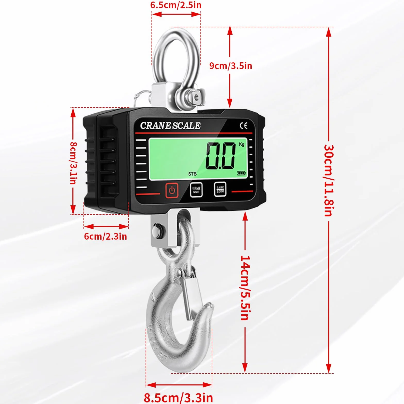 Bilancia per gru 2000kg 4000 lb digitale portatile con telecomando sensore precisione display LCD kg lb N