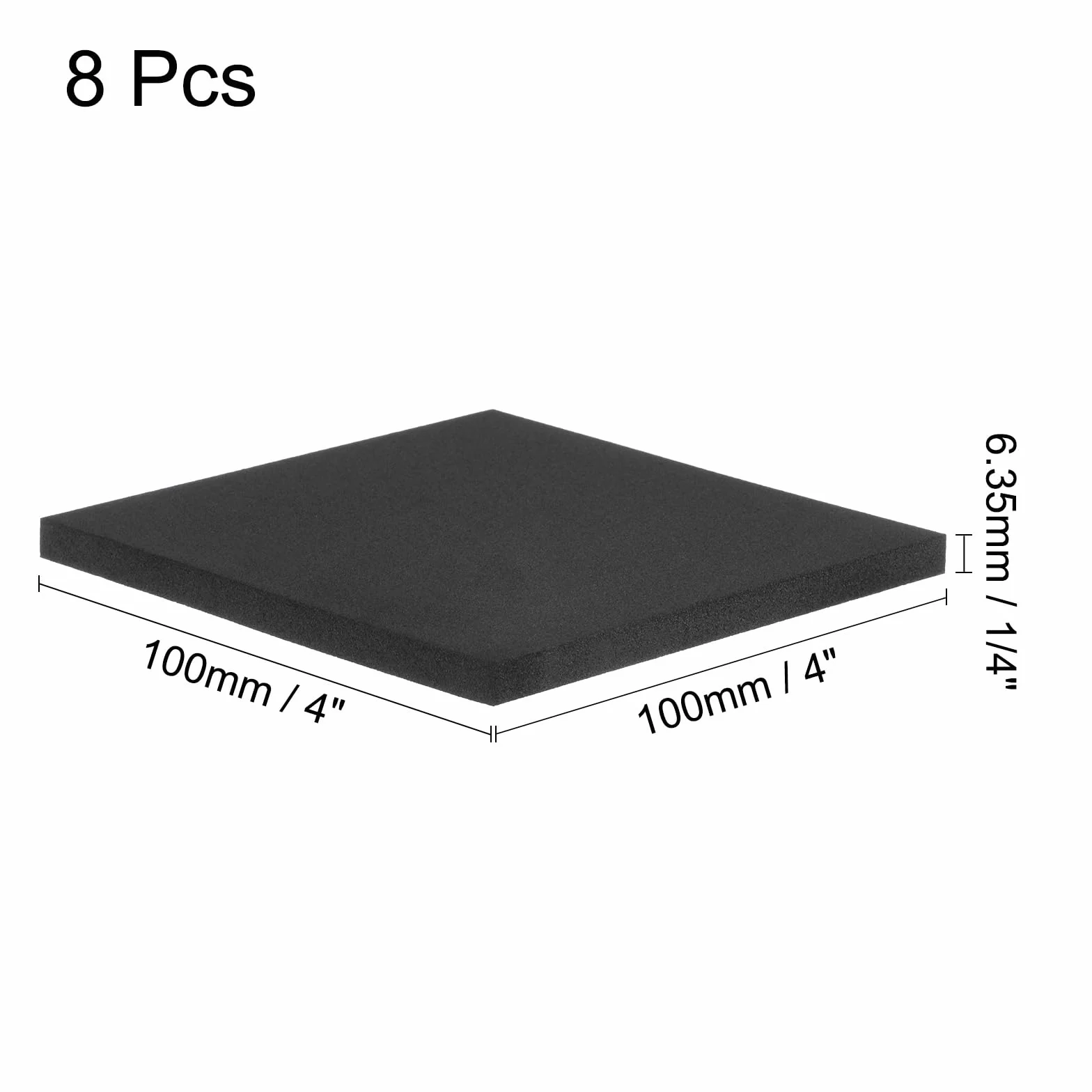QUARKZMAN 8pz Fogli di Gomma EVA Adesiva 6,35mm Spessore 100mm Quadrato in Schiuma Neoprene Cuscinetti Antivibranti
