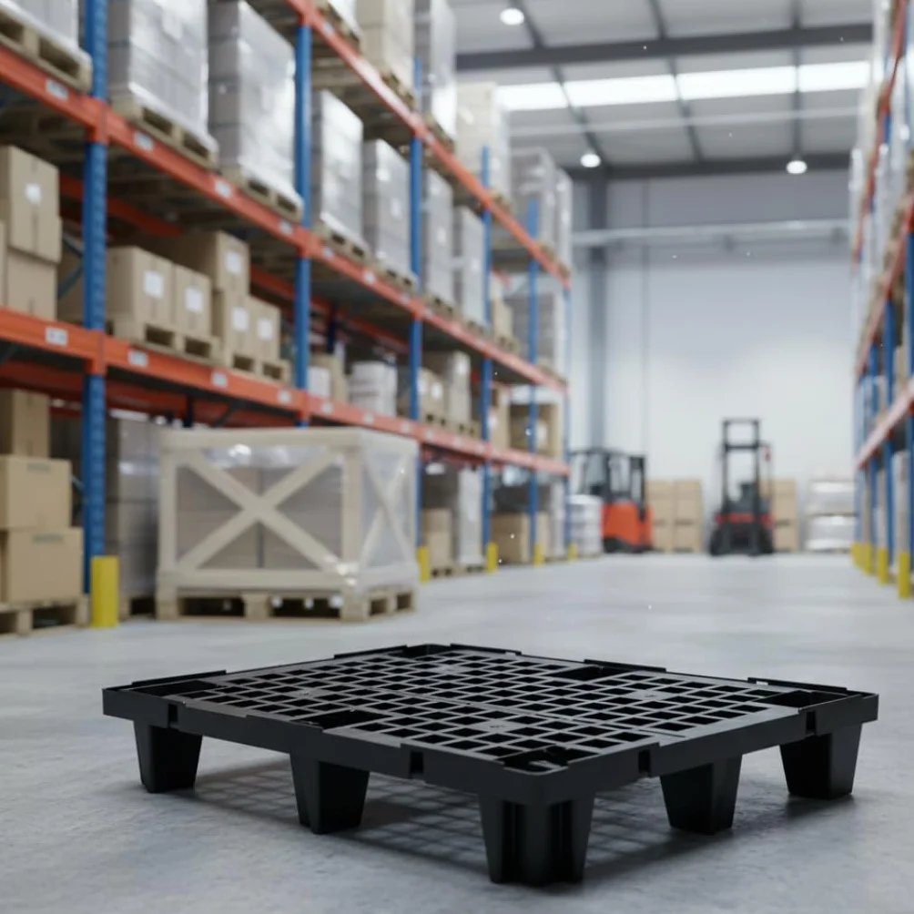 Semi Pallet - Mezzo Bancale 60x80 cm in Polipropilene Ecologico (PP) Portata Statica 500 kg, Dinamica 250 kg Rinforzato, Impilabile, Antiscivolo, Resistente 3 Unità