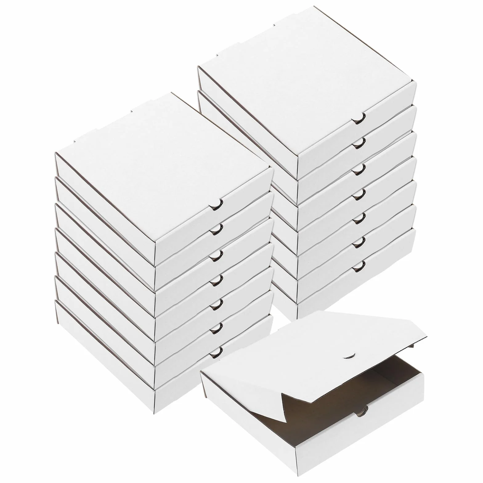 QUARKZMAN Scatola per Pizza 15pz 7x7 Pollici - Scatole Mini in Carta Pelle Vacchetta, Contenitore Quadrato Corrugato Bianco
