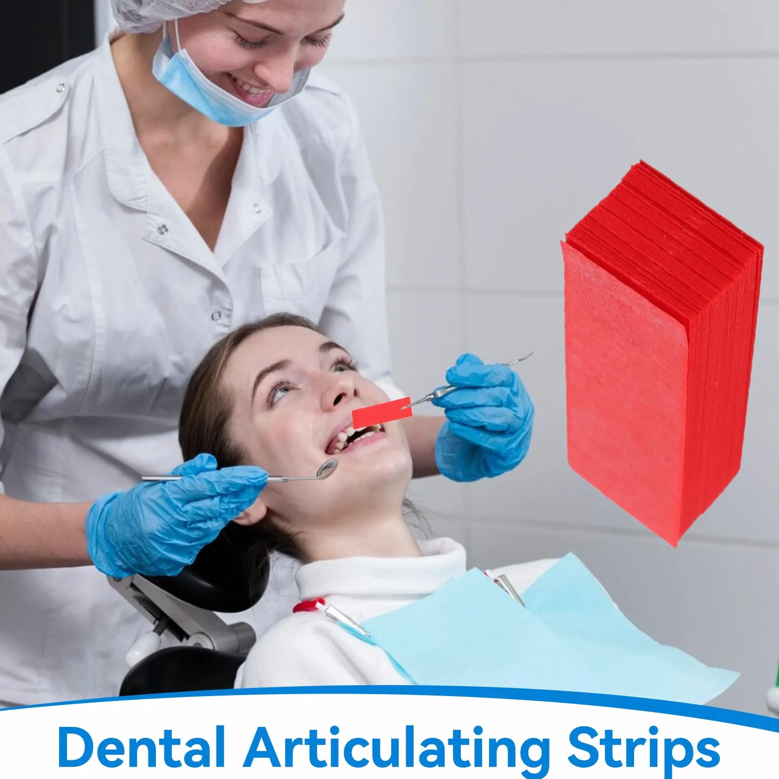 Carta Dentale Di Articolazione 300 Pezzi Flessibile Sottile Del Morso Assorbente Strisce Abrasive Interdentali Con Dispenser Di Plastica Rosso