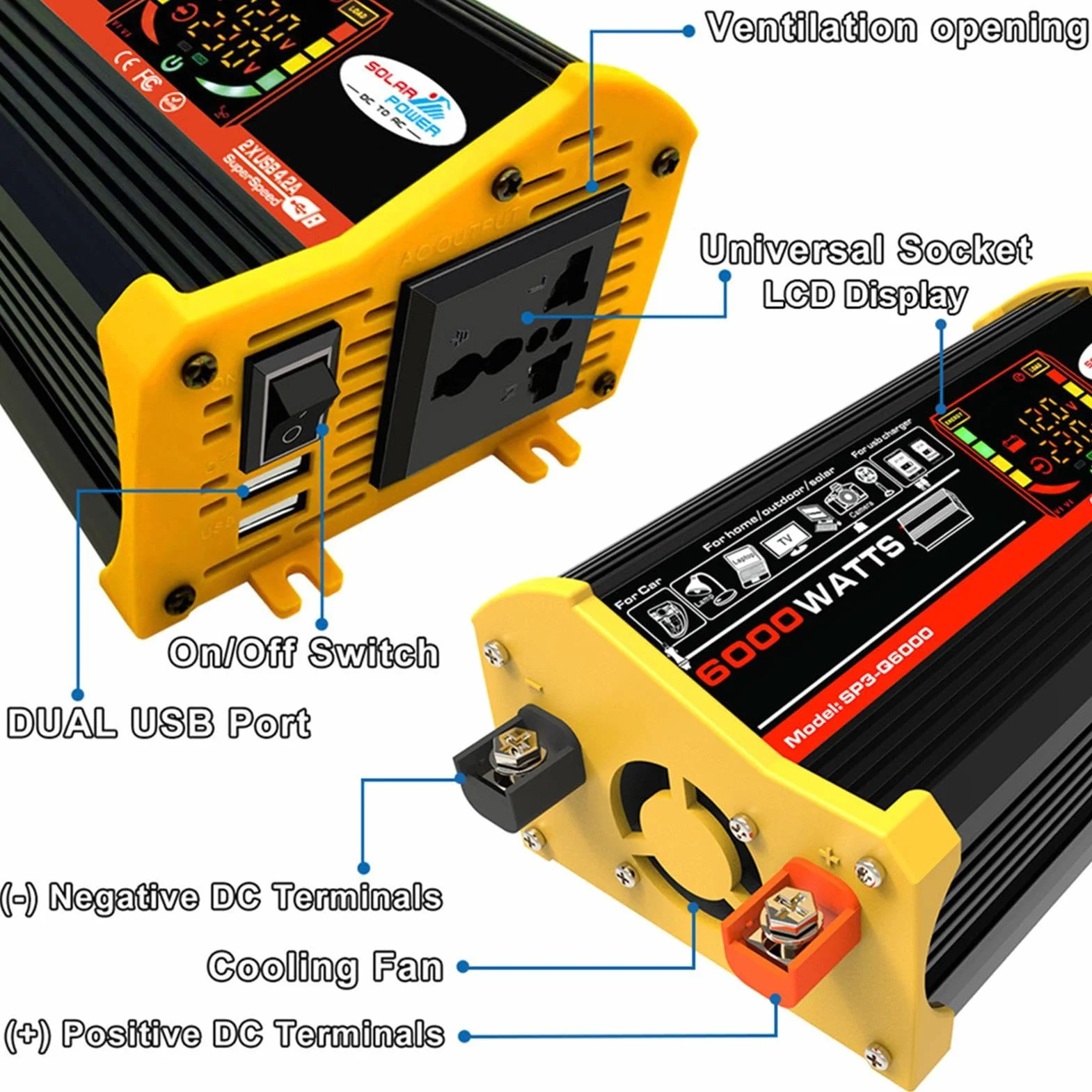 Impianto solare completo da 6000 W, kit indipendente dalla rete, 18 V, 18 W, pannello solare 12/24 V, 30 A, regolatore di carica solare da 110 V/220 V, pannello solare