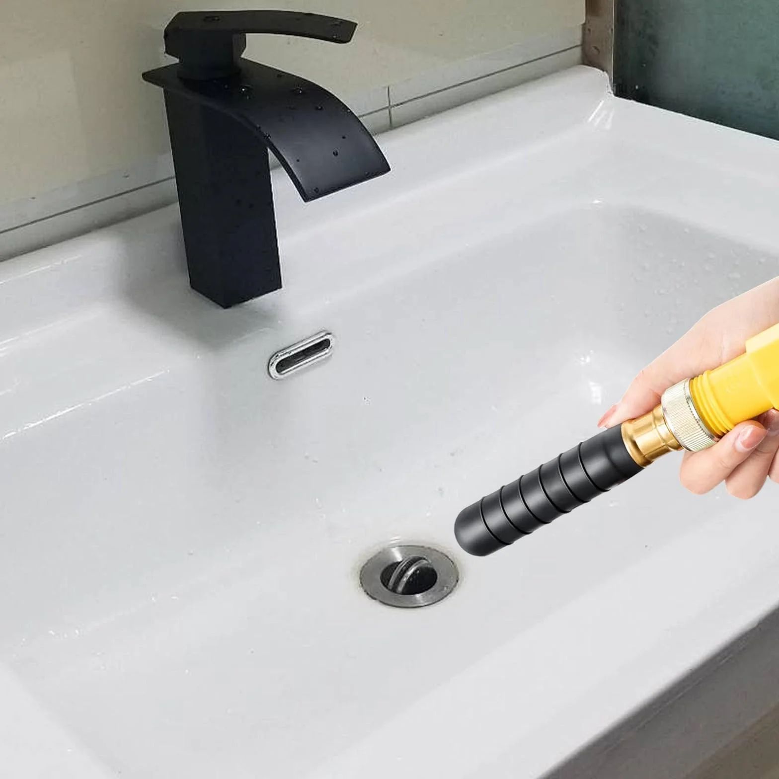 HASLED Sbloccatore per Tubi a Pressione, Ventosa in Gomma Nera con Valvola 3/4" - Compatibile 38-75mm per Lavandini, Docce e Scarichi