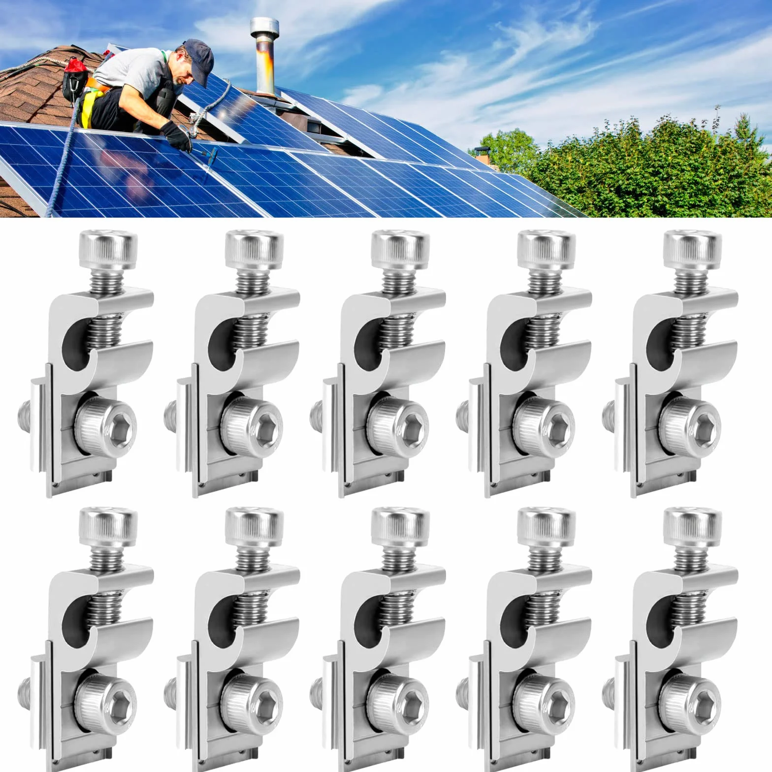 8 Pz Staffa per pannello solare, Standard Pannello Solare Clip, Staffa di Montaggio Modulo Solare, Supporto Fotovoltaico per Sistema di Montaggio solare