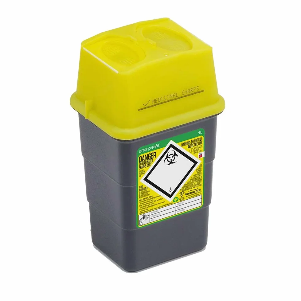 Sharpsafe 5a generazione 1 litro giallo/grigio Sharps Bin smaltimento rifiuti clinici