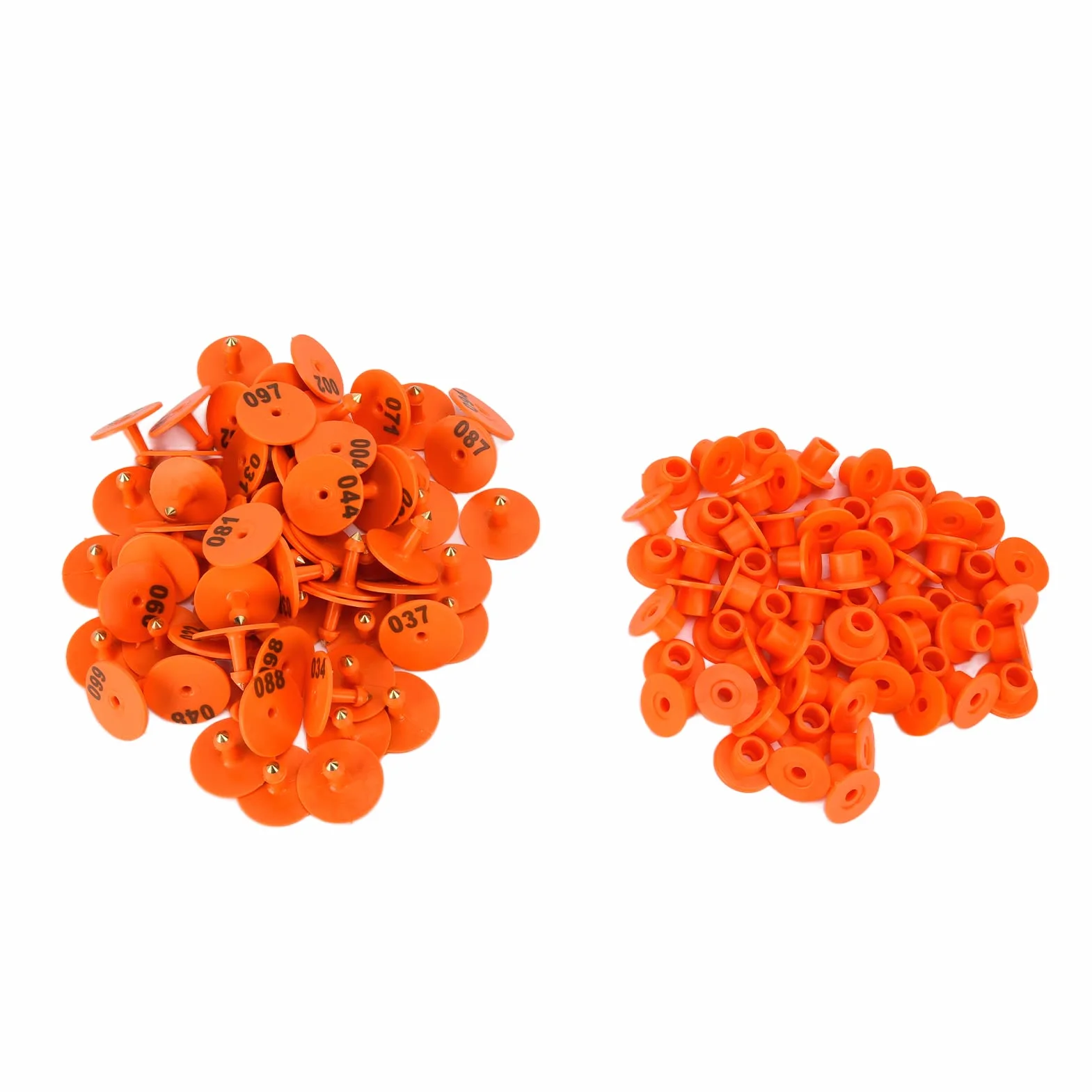 Qcwwy 100 Targhette Auricolari per Bestiame con Numeri, Targhette Auricolari Rotonde per Identificazione Conveniente per Volpi, Maiali e Pecore, Testina per Chiodi in Rame a Lunga