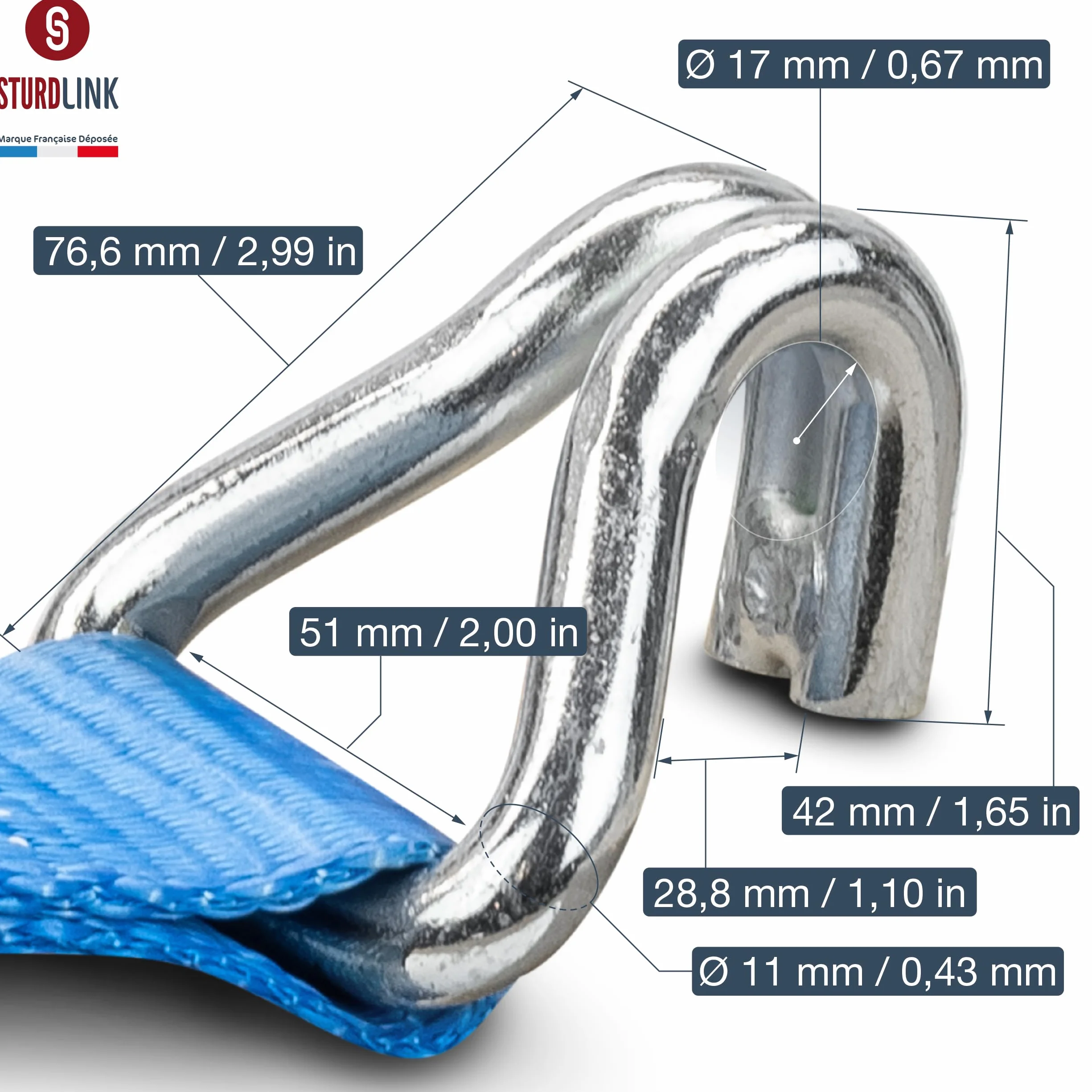 Sturdlink - x2 Cinghia di Fissaggio a cricchetto, Larghezza 50 mm, con Ganci in Ferro, Lunghezza 9 m, LC 2500 kg/5000 kg+ Borsa, STF 350 Dan, per Trasporto, rimorchio, Peso Pesante, Camion, Car