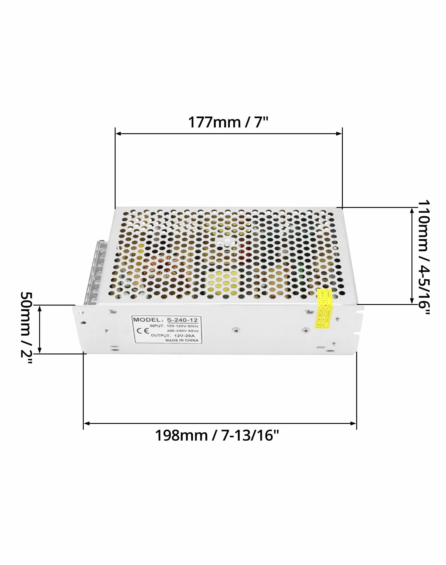 QWORK® Alimentatore Interruttore,DC 12V 20A LED Trasformatore di alimentazione, 240W, applicato all'automazione, display LED, comunicazione