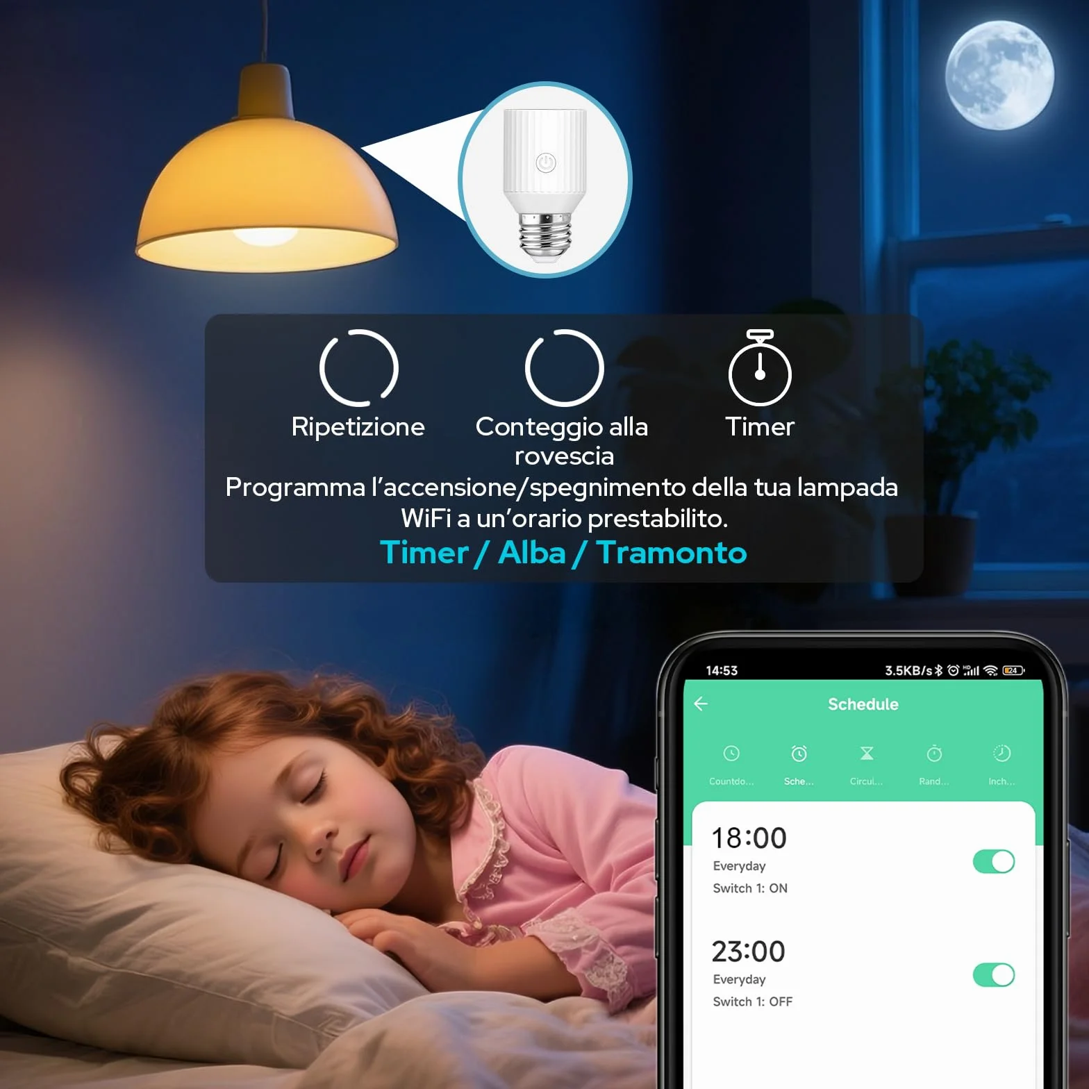LoraTap Adattatore portalampada Wi-Fi intelligente, controllo vocale Alexa/Google, gruppi e timer Smart Life, max 60 W, lampade a incandescenza, E26/E27, confezione da 2