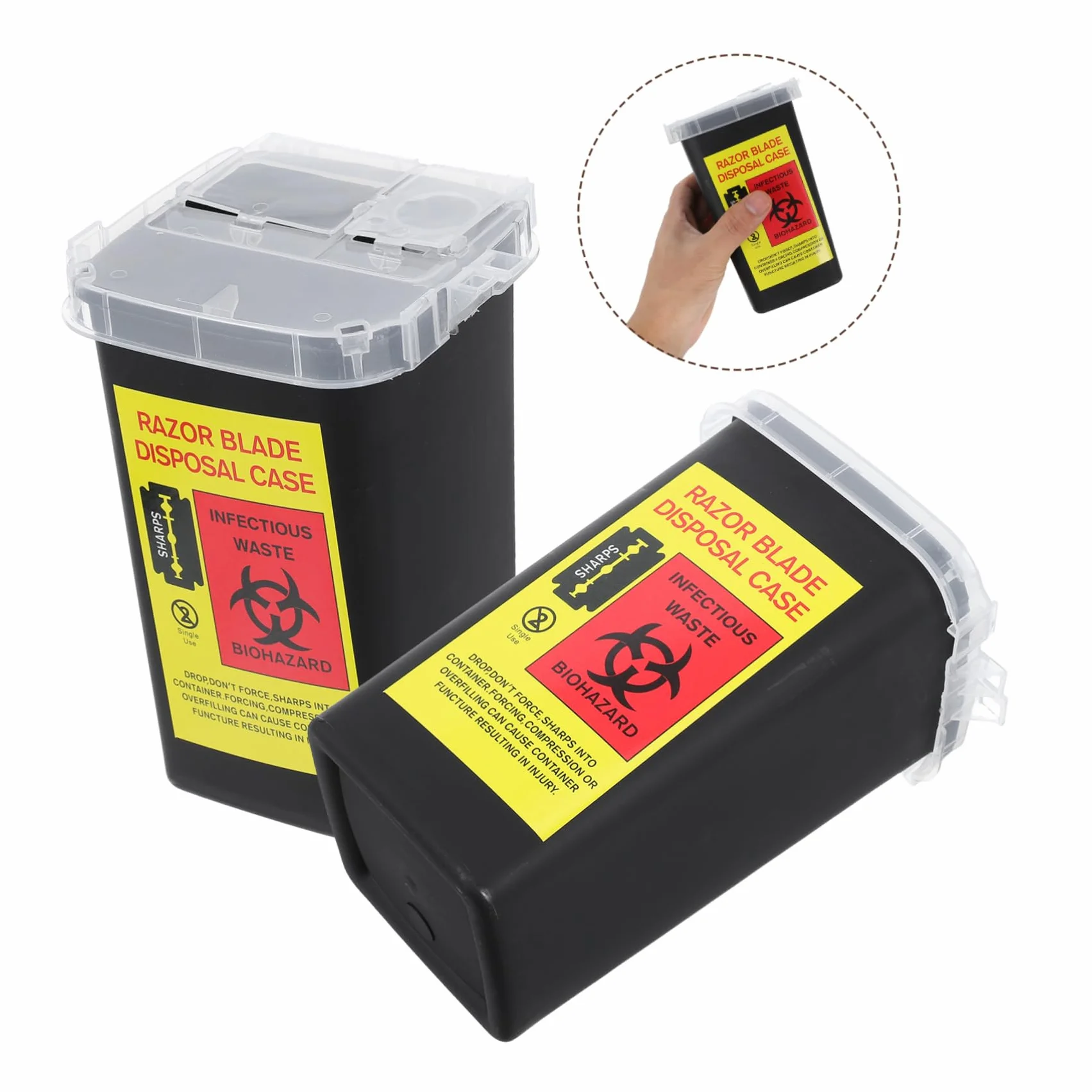 VICASKY Contenitore per Lame da Barba Nero Plastico 2 Pezzi Porta Lamette Portatile