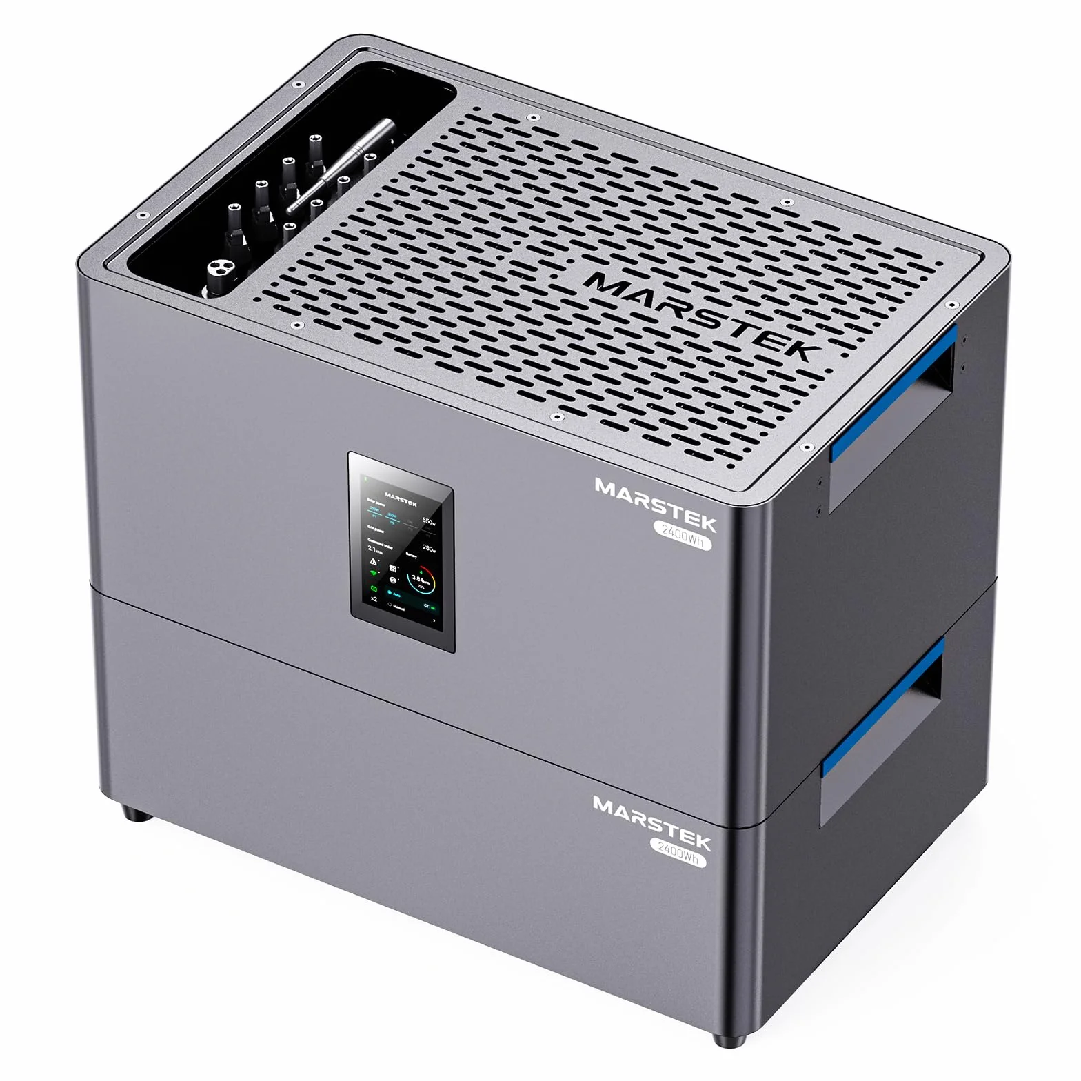 MARSTEK Centrale elettrica da balcone all-in-one con accumulo, 4 MPPT ingresso solare 2400W, capacità batteria 2,56kWh, 6000 cicli di ricarica, batteria LFP, con APP, Plug&Play, 0% IVA (Jupiter C Plus