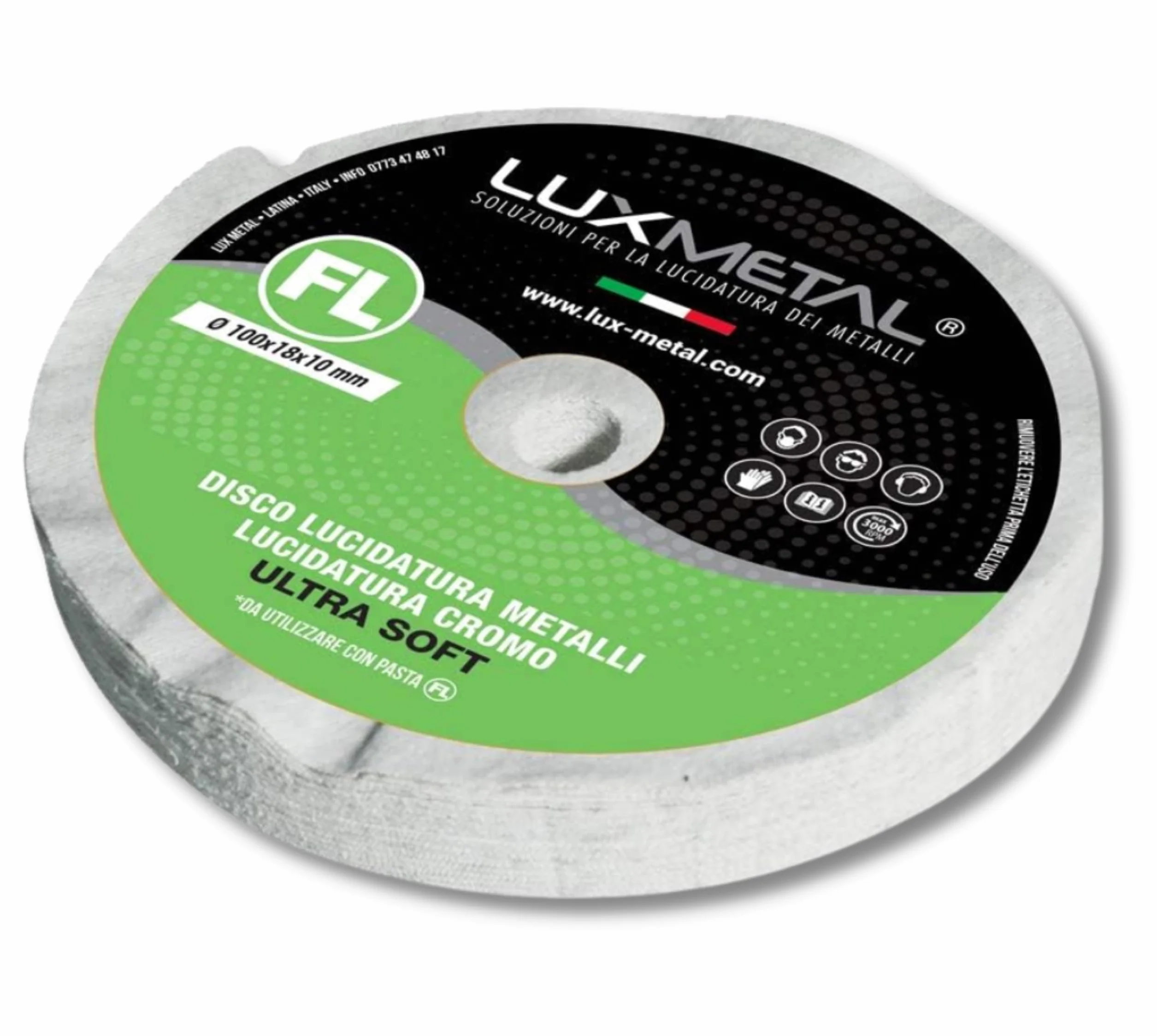 Lux Metal Disco Lucidatura Ultra Soft 100 mm In Cotone Flanella Dischi Lucidare A Specchio Alluminio Metalli Acciaio Inox