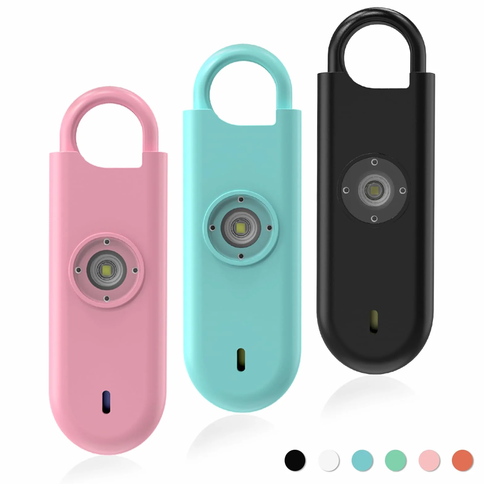 Fauxomor Allarme Personale per Donna, 3 Pezzi 140dB Portachiavi Autodifesa con Avviso di Batteria Scarica e Luce Stroboscopica, Kit Difesa Antiaggressione per Bambini/Ragazze/Anziani(Rosa+Blu+Nero)