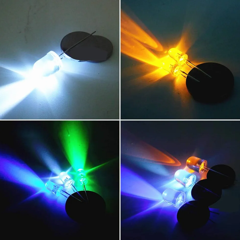 5mm LED Diodo ad Emissione Luminosa Kit Assortimento 500 Pezzi Bianco Rosso Giallo Verde Blu